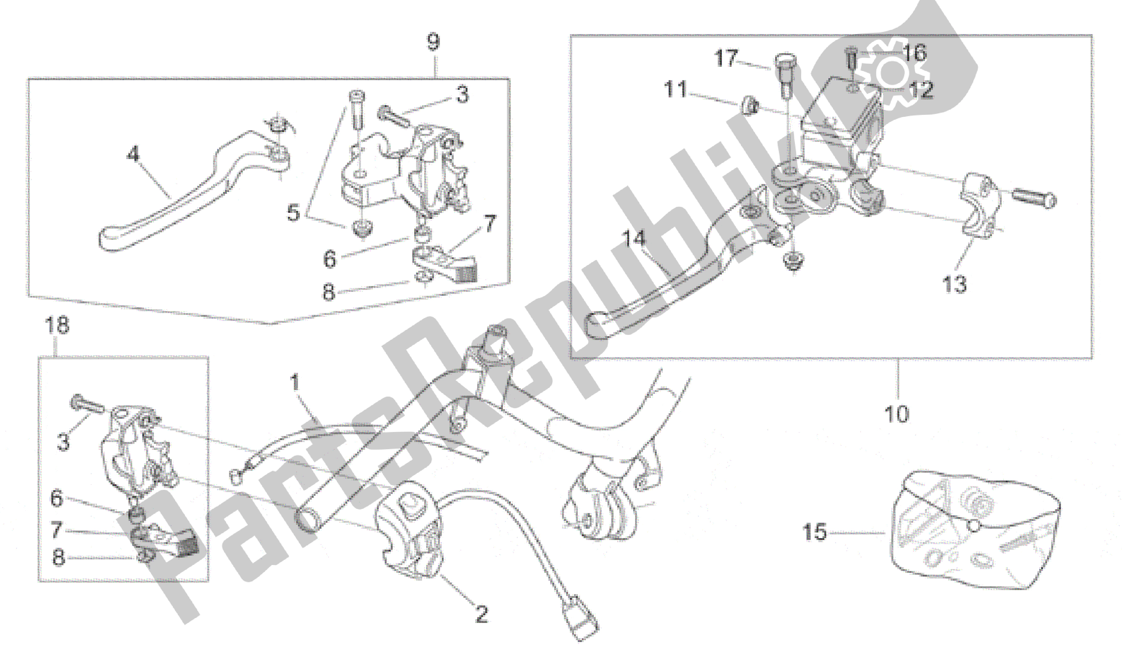 Toutes les pièces pour le Commandes Lh du Aprilia Scarabeo 50 1999