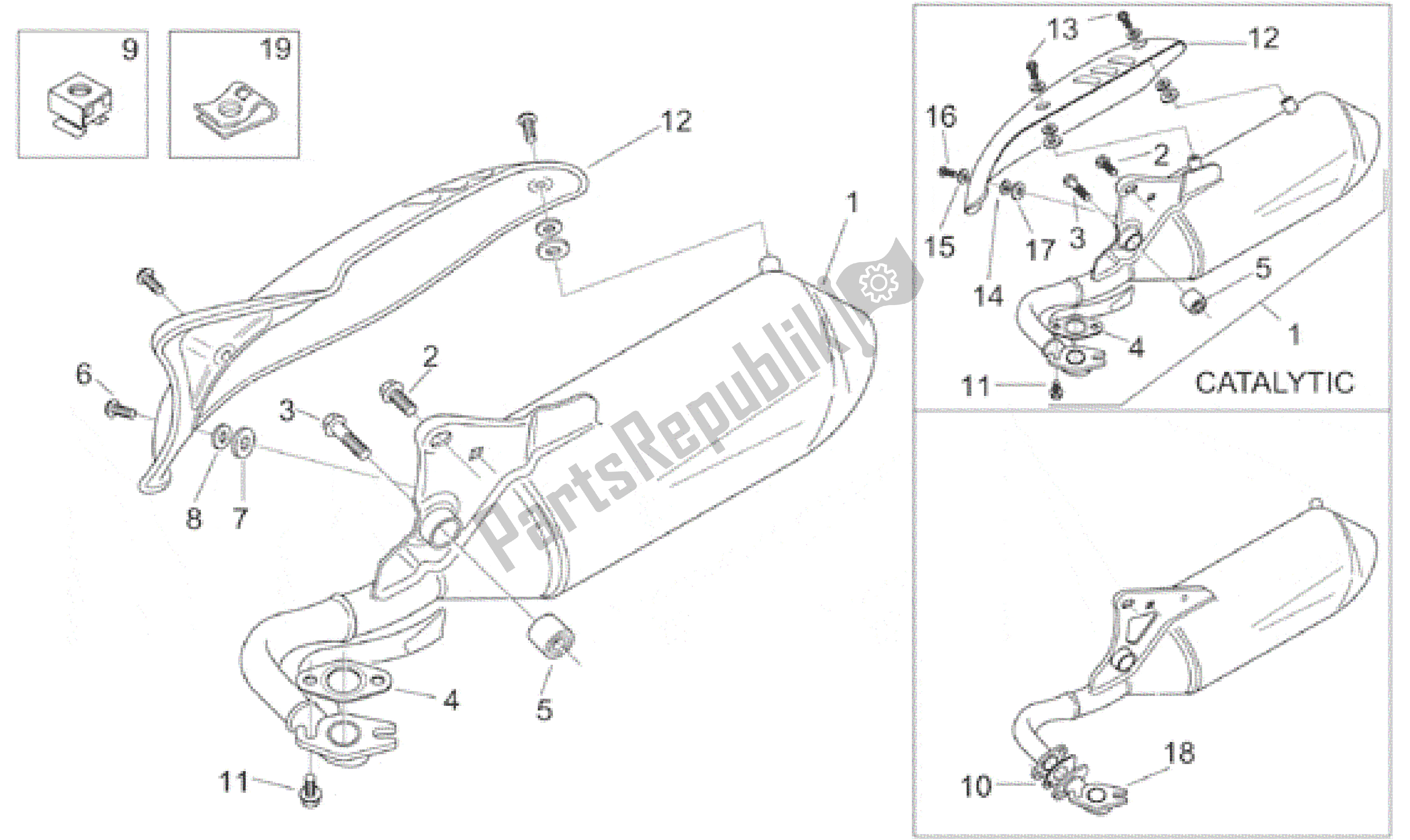 Todas las partes para Tubo De Escape de Aprilia Scarabeo 50 1999