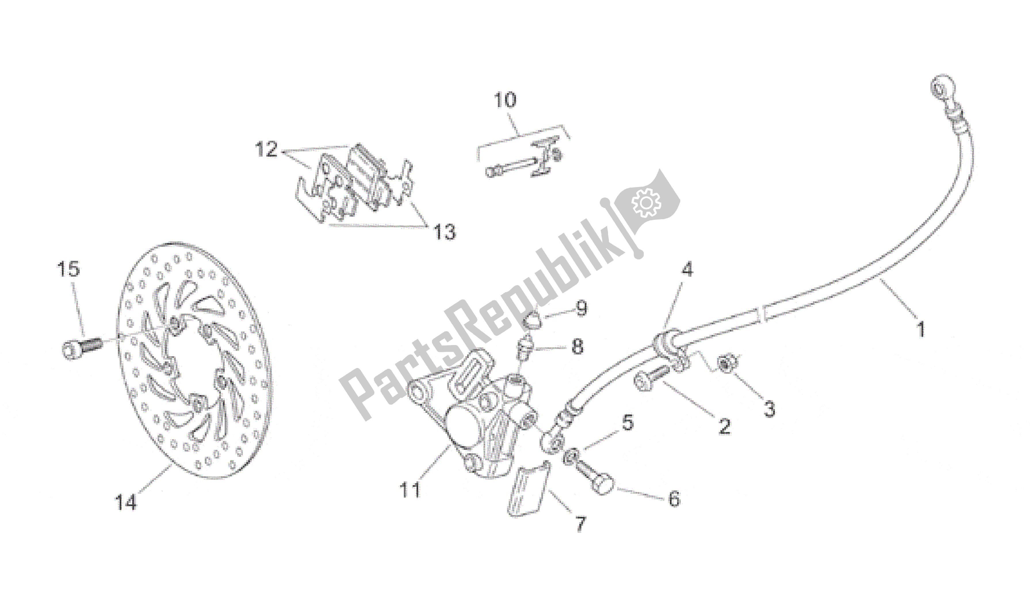 All parts for the Front Brake Caliper of the Aprilia Scarabeo 50 1999