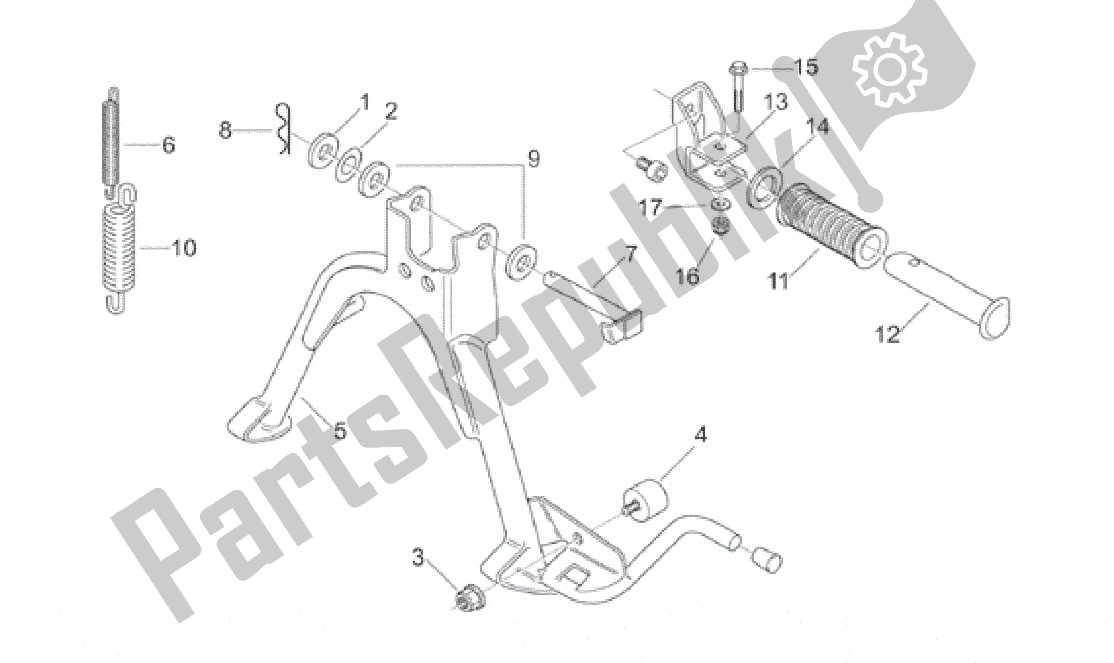 Todas las partes para Reposapiés - Soporte Lateral de Aprilia Scarabeo 50 1999