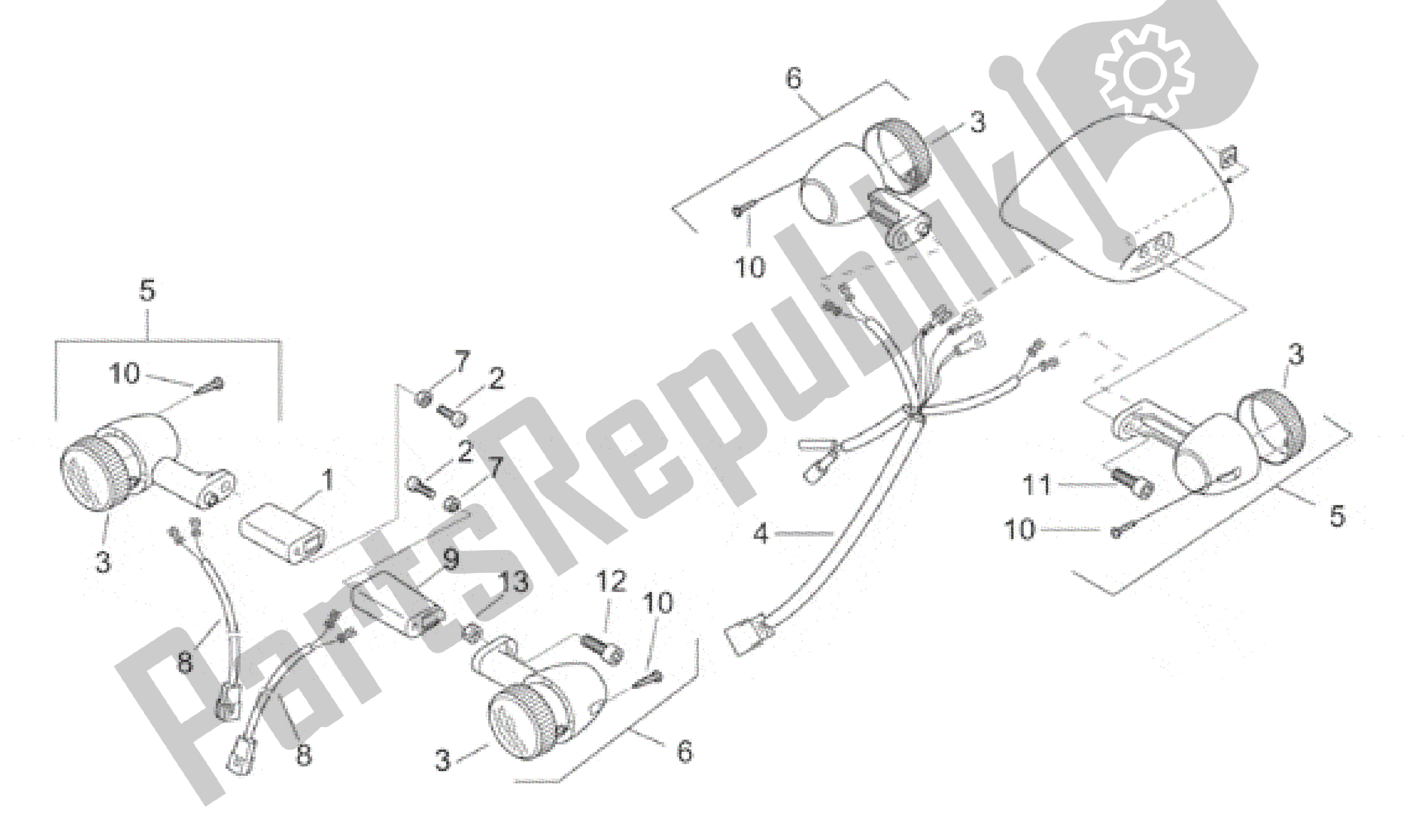 All parts for the Turn Indicators of the Aprilia Scarabeo 50 1999