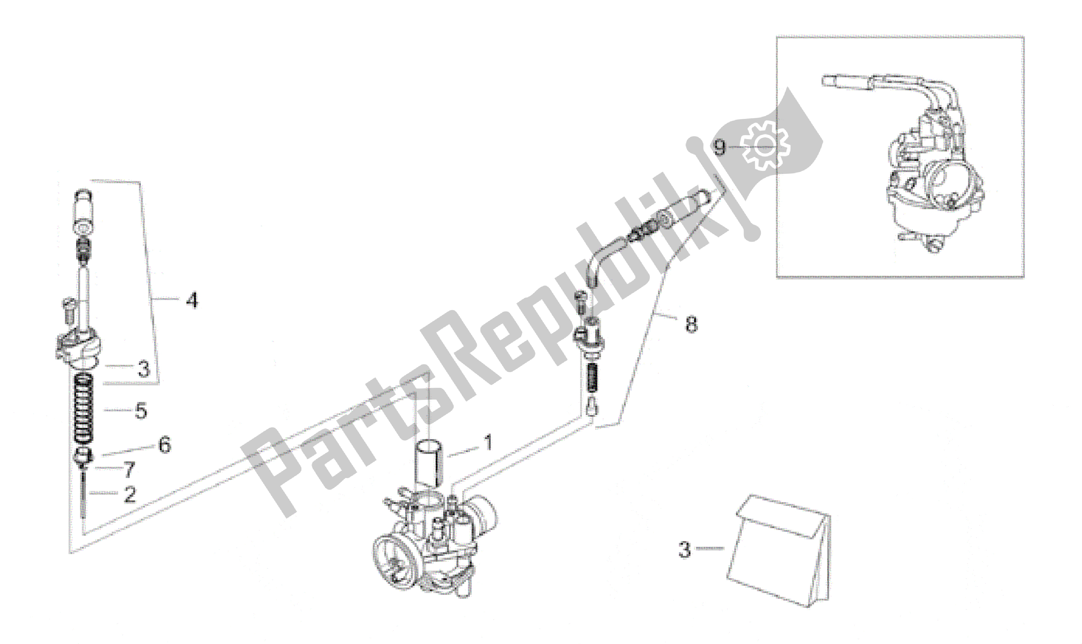 All parts for the Carburettor I of the Aprilia Scarabeo 50 1999