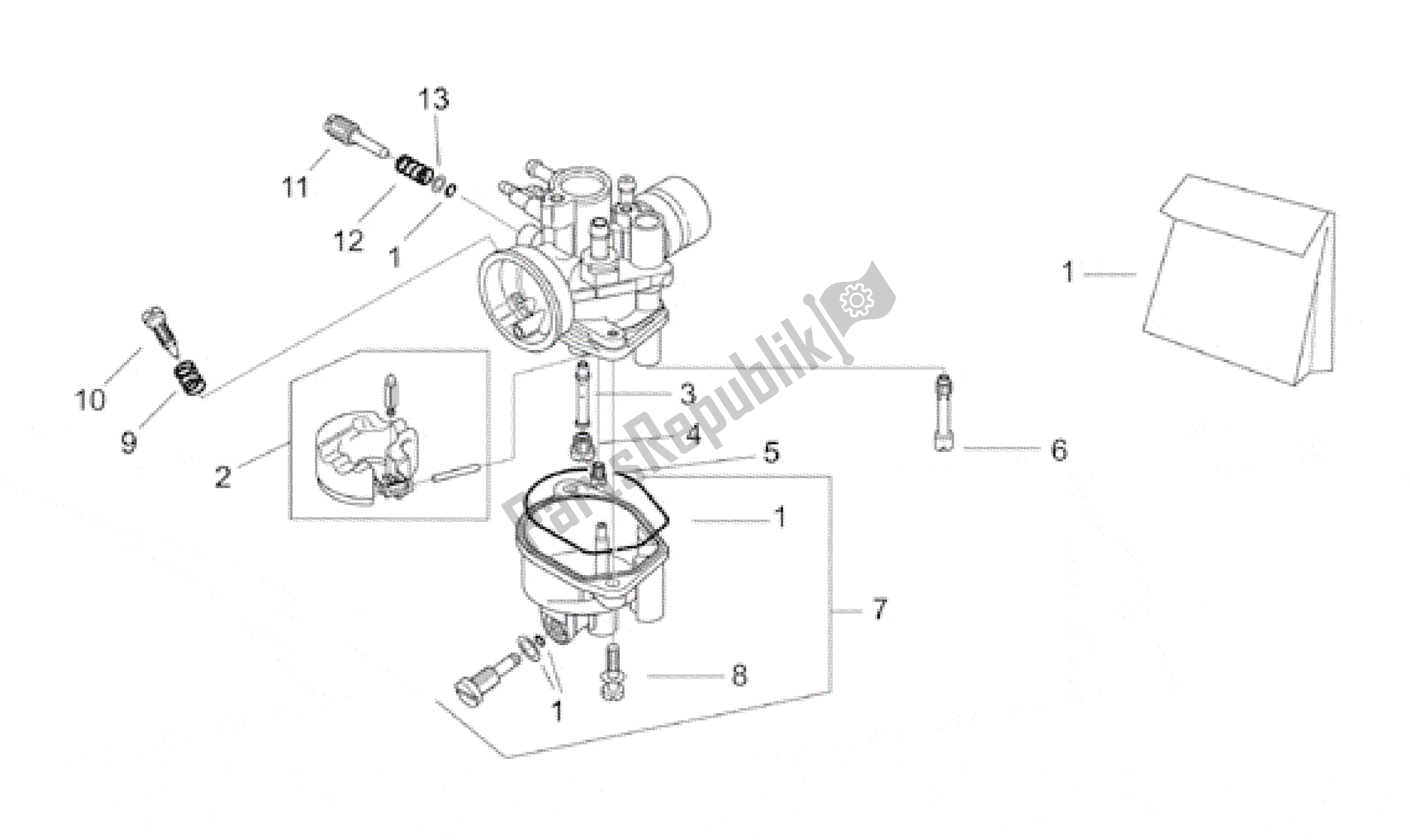 All parts for the Carburettor Ii of the Aprilia Scarabeo 50 1999