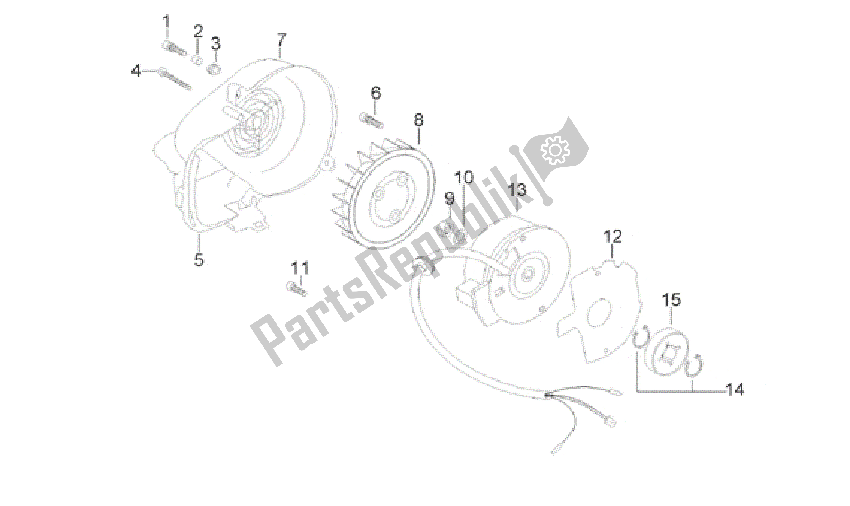 All parts for the Flywheel of the Aprilia Scarabeo 50 1999