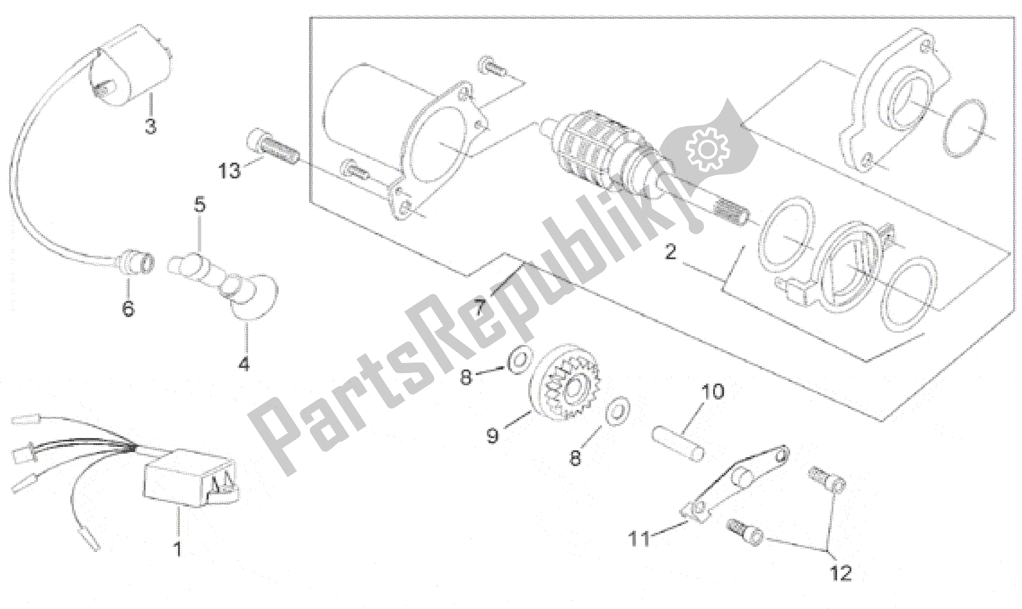 All parts for the Ignition Unit of the Aprilia Scarabeo 50 1999