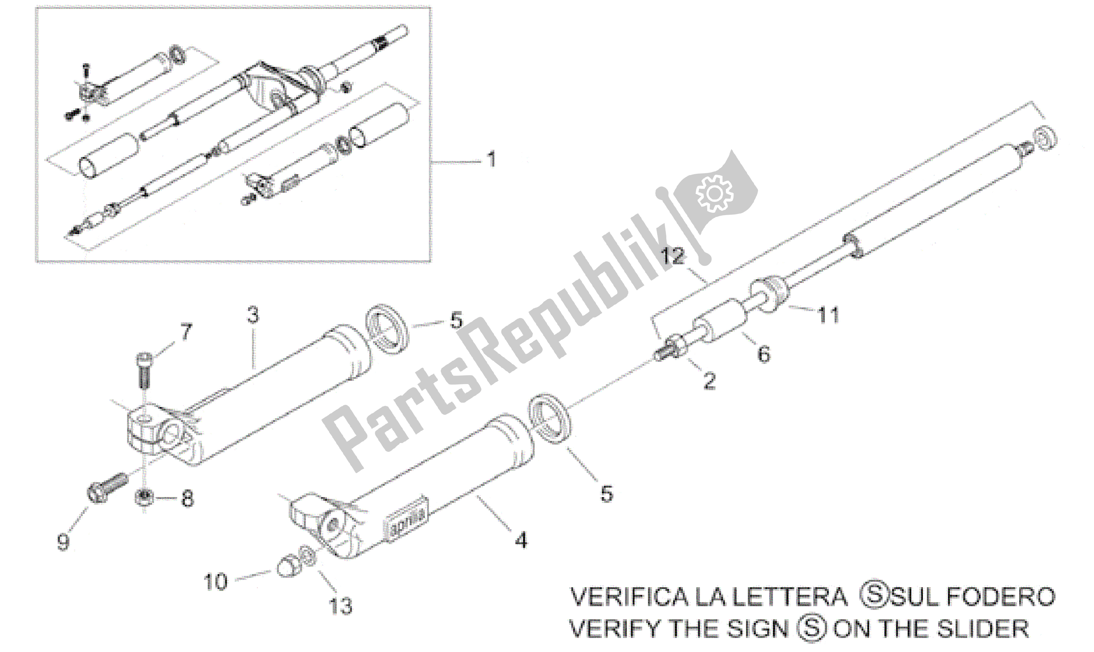 Todas as partes de Garfo Dianteiro Ii do Aprilia Scarabeo 50 1999