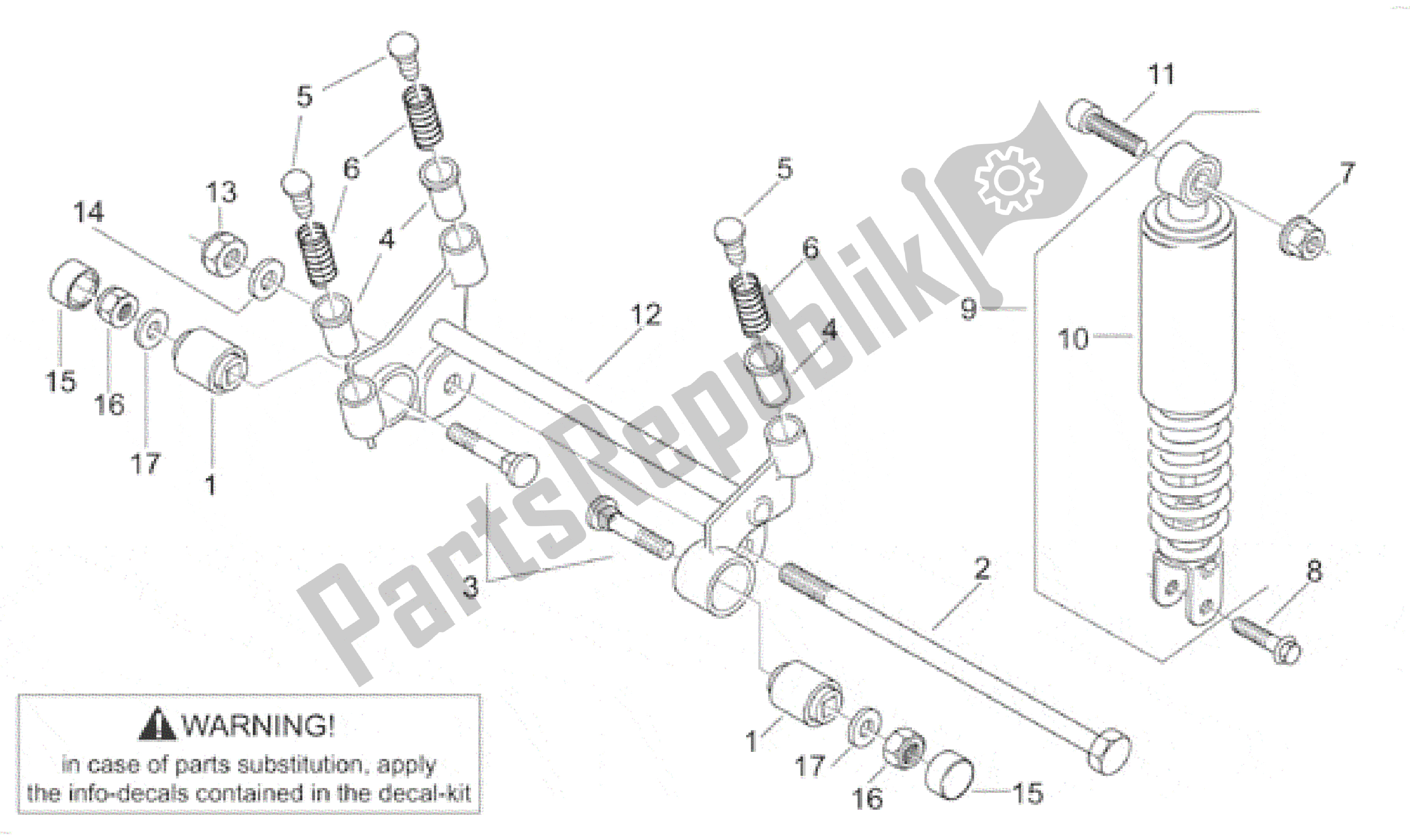 Todas as partes de R. Absorvedor De Choque - Conectar. Cajado do Aprilia Scarabeo 50 1999