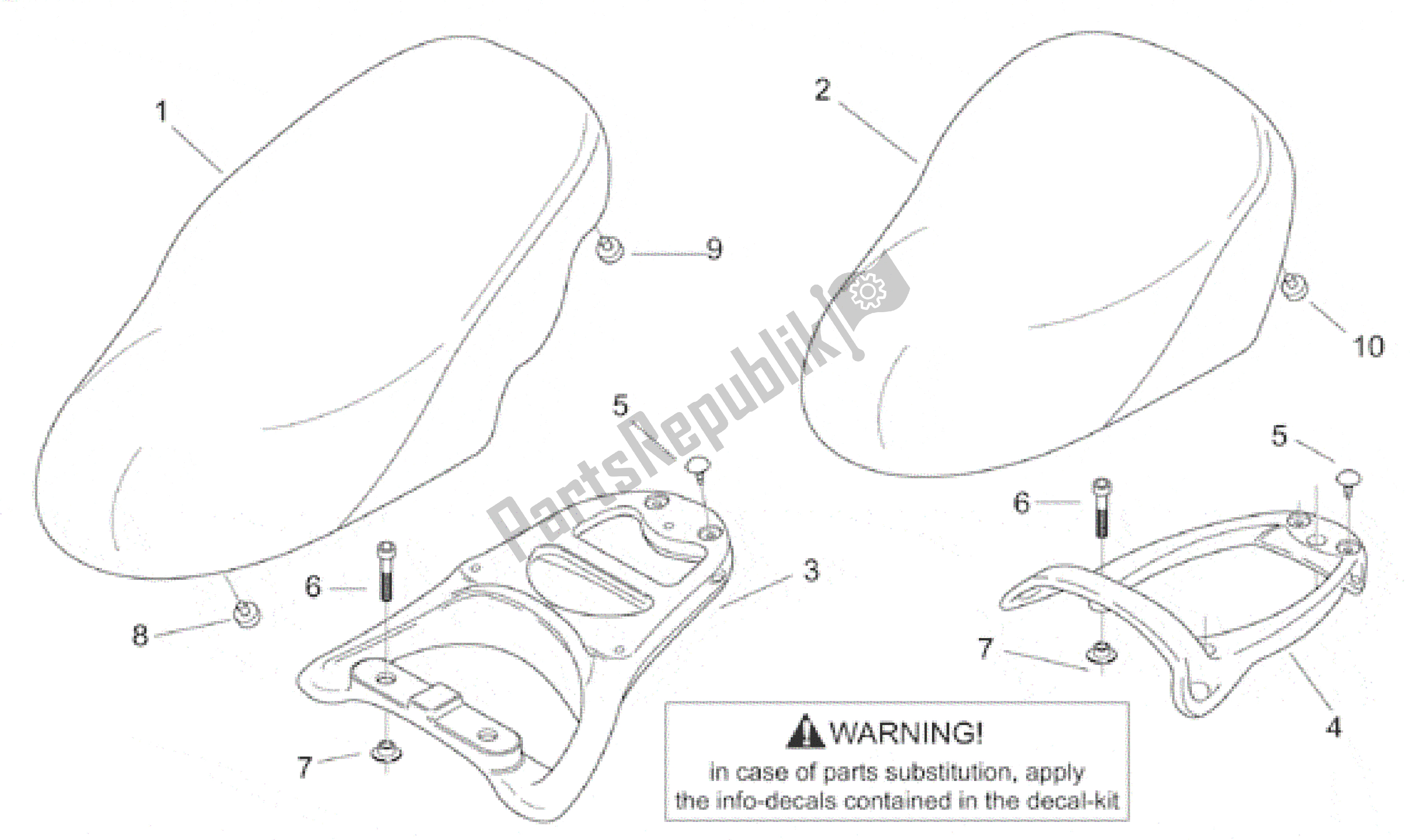 All parts for the Seat - Carrier of the Aprilia Scarabeo 50 2000 - 2005