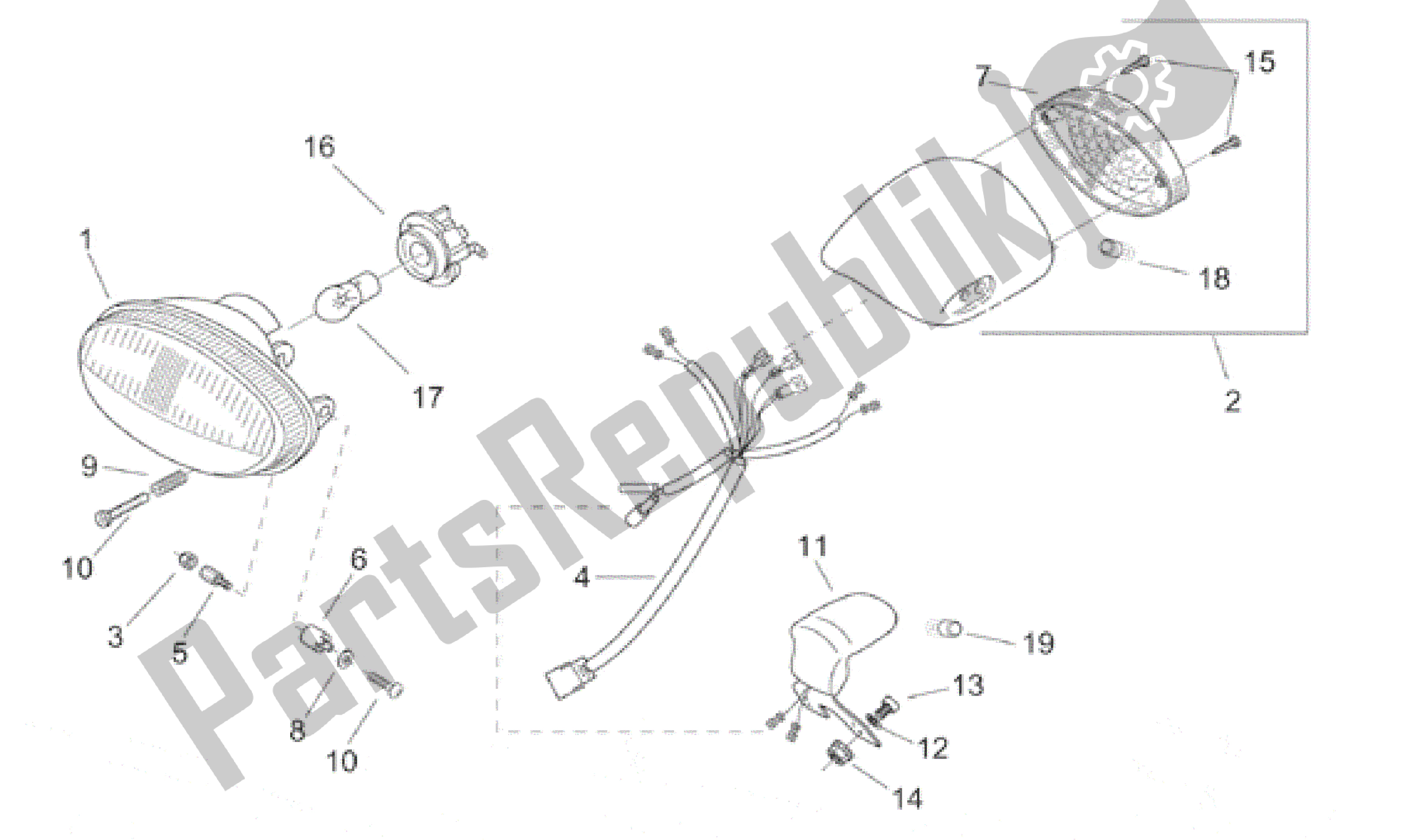 Tutte le parti per il Luci del Aprilia Scarabeo 50 2000 - 2005