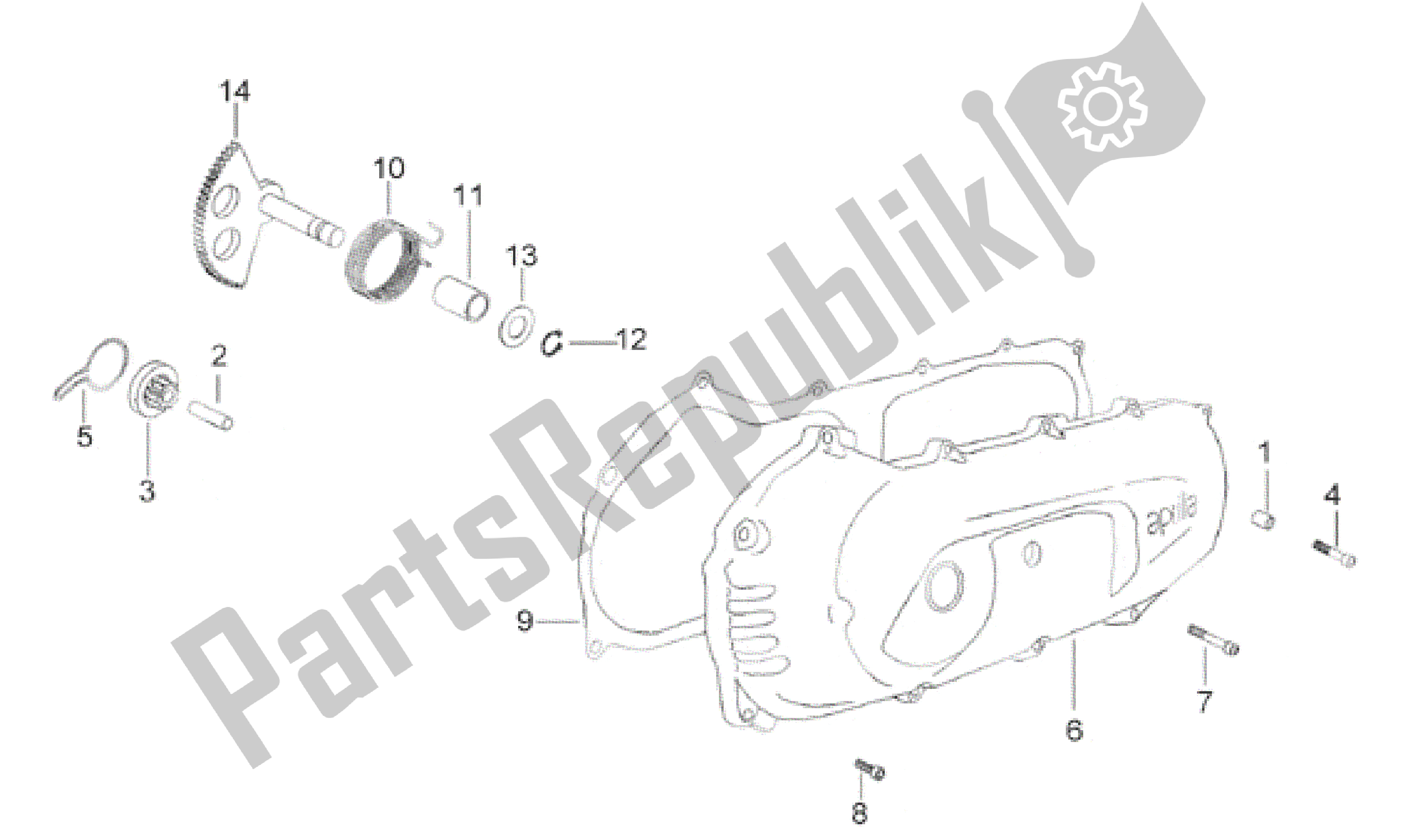 All parts for the Covers - Kick Starter of the Aprilia Scarabeo 50 2000 - 2005