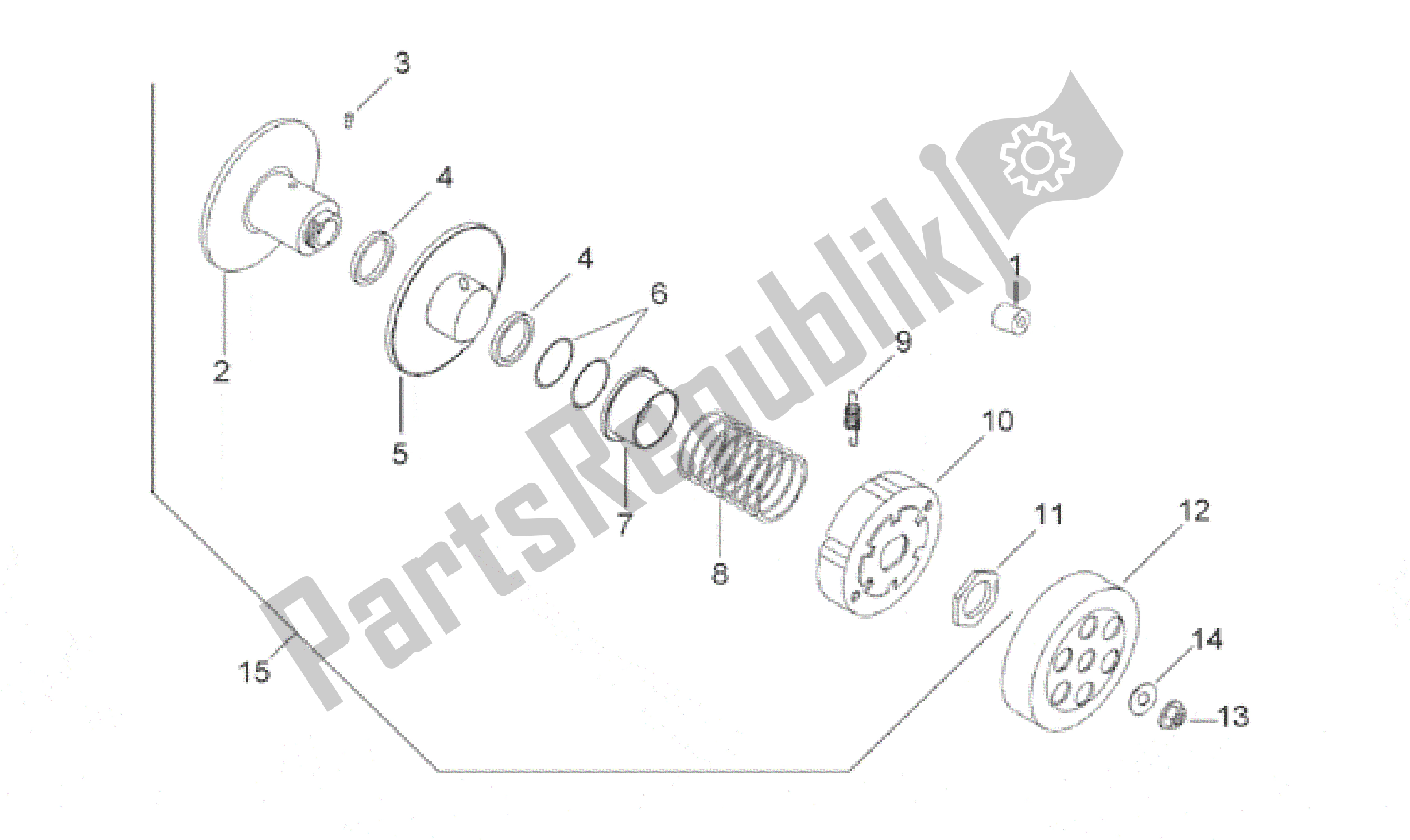 All parts for the Clutch of the Aprilia Scarabeo 50 2000 - 2005
