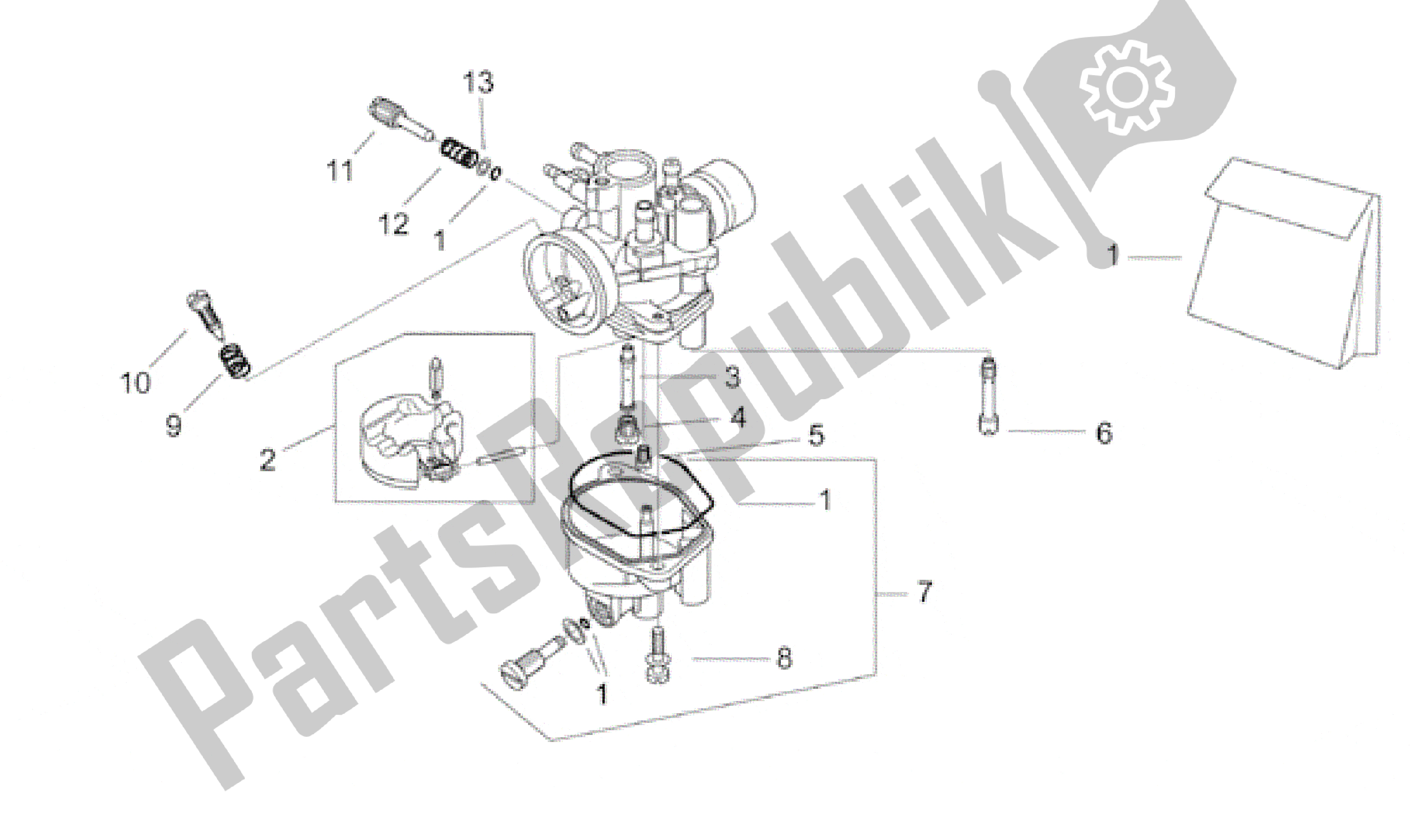 All parts for the Carburettor Ii of the Aprilia Scarabeo 50 2000 - 2005