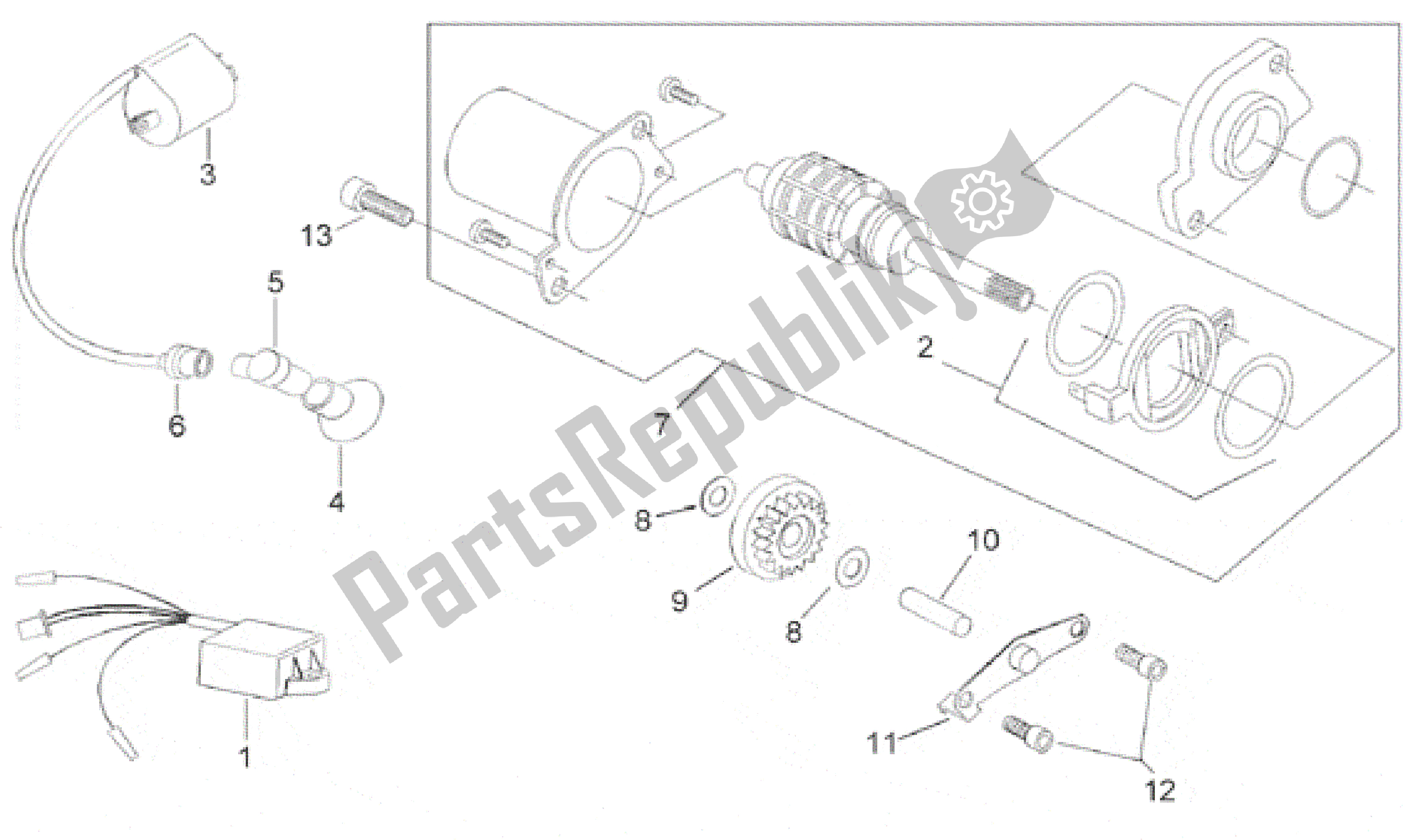 All parts for the Ignition Unit of the Aprilia Scarabeo 50 2000 - 2005