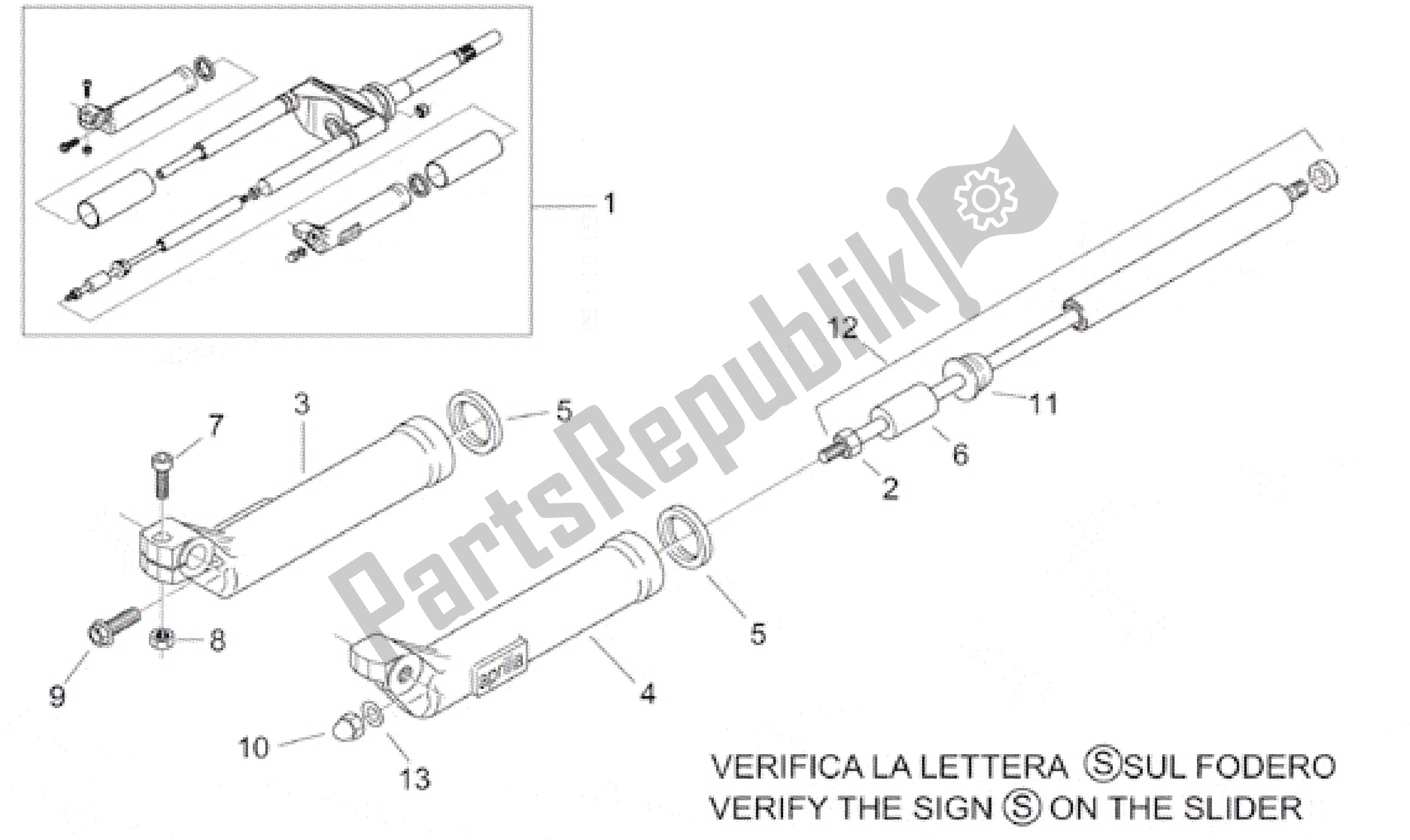 Alle Teile für das Vordergabel Ii des Aprilia Scarabeo 50 2000 - 2005