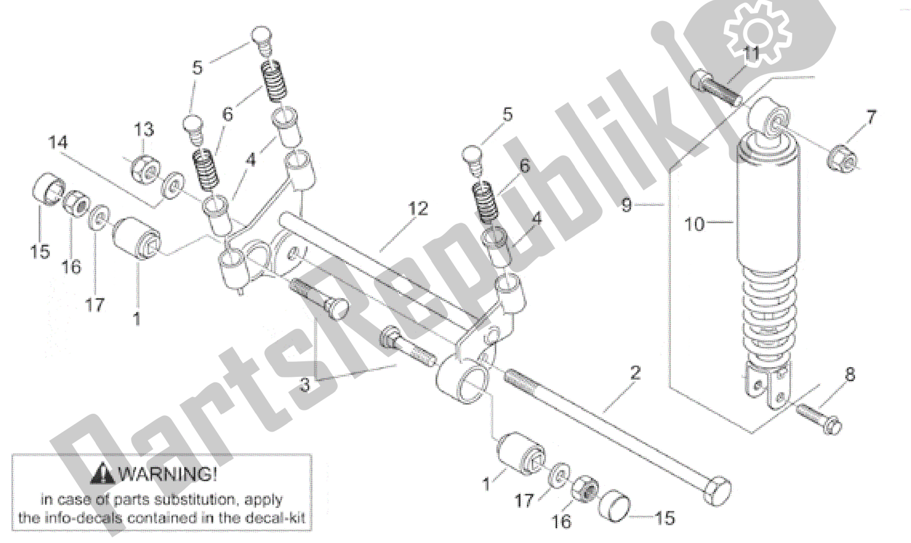 All parts for the R. Shock Absorber-connect. Rod of the Aprilia Scarabeo 50 2000 - 2005
