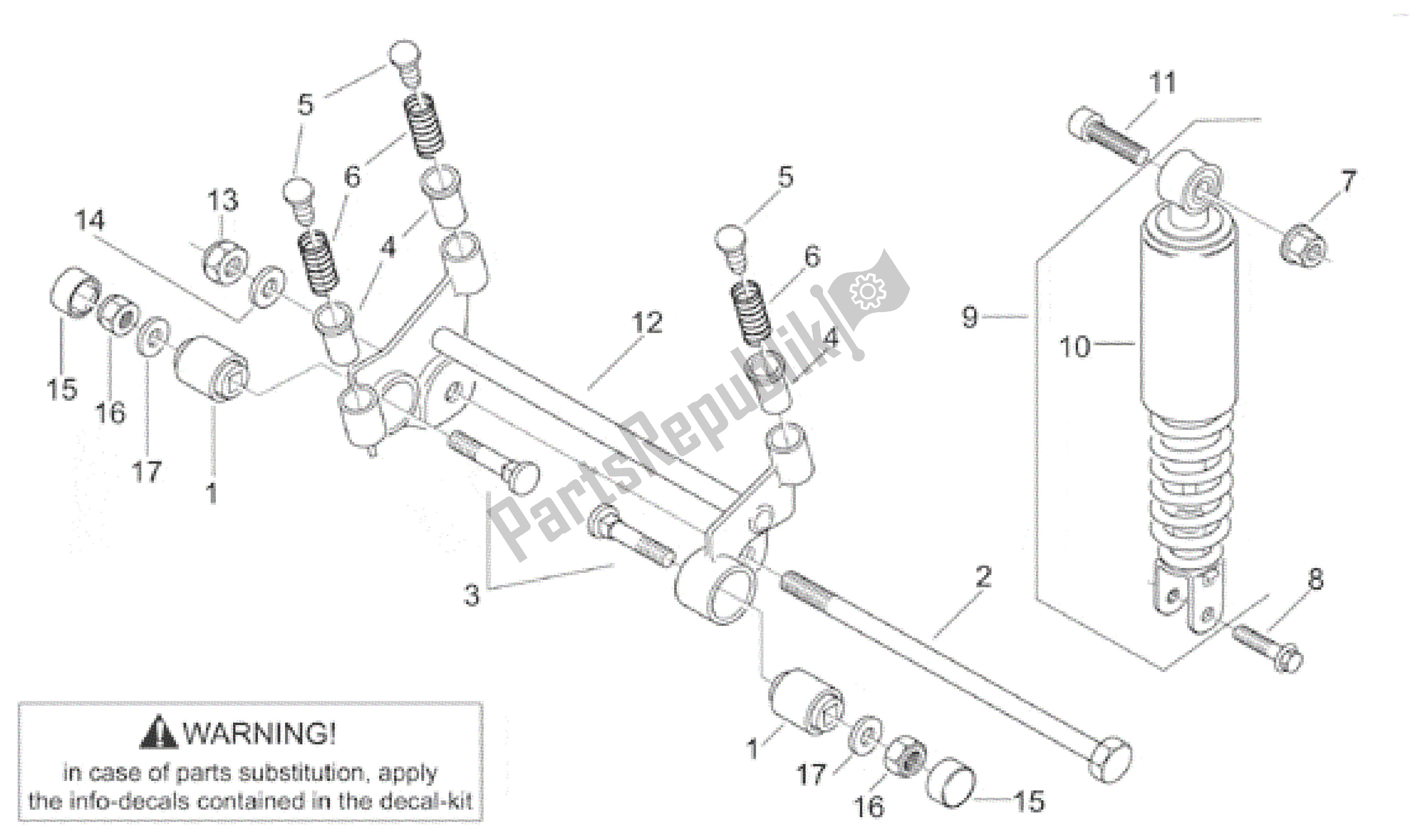 All parts for the R. Shock Absorber-connect. Rod of the Aprilia Scarabeo 50 2000 - 2005