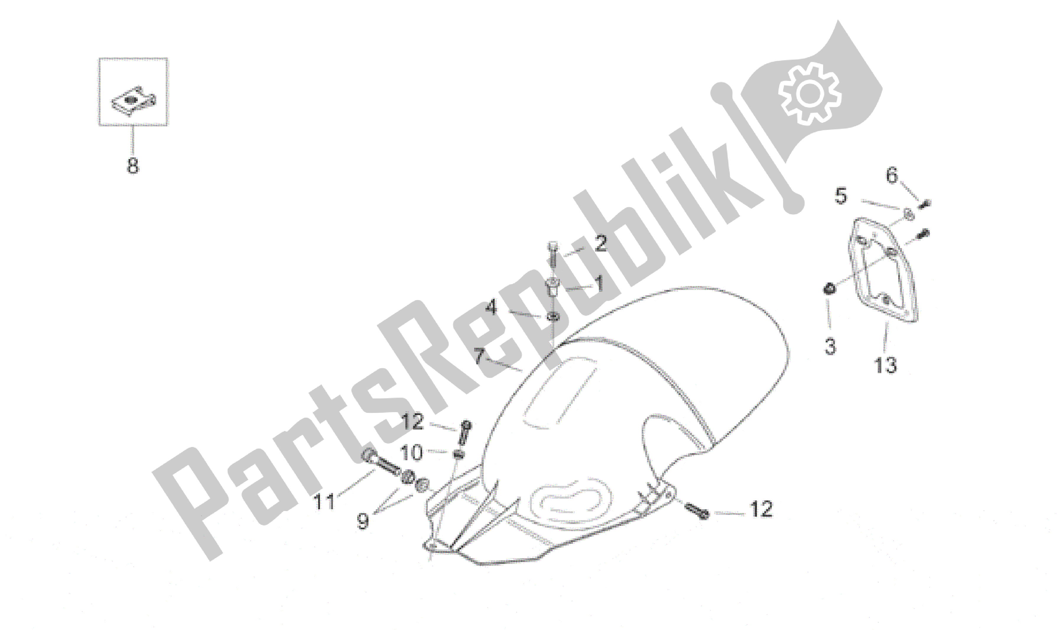 All parts for the Rear Body Iv of the Aprilia Habana 50 1999 - 2001