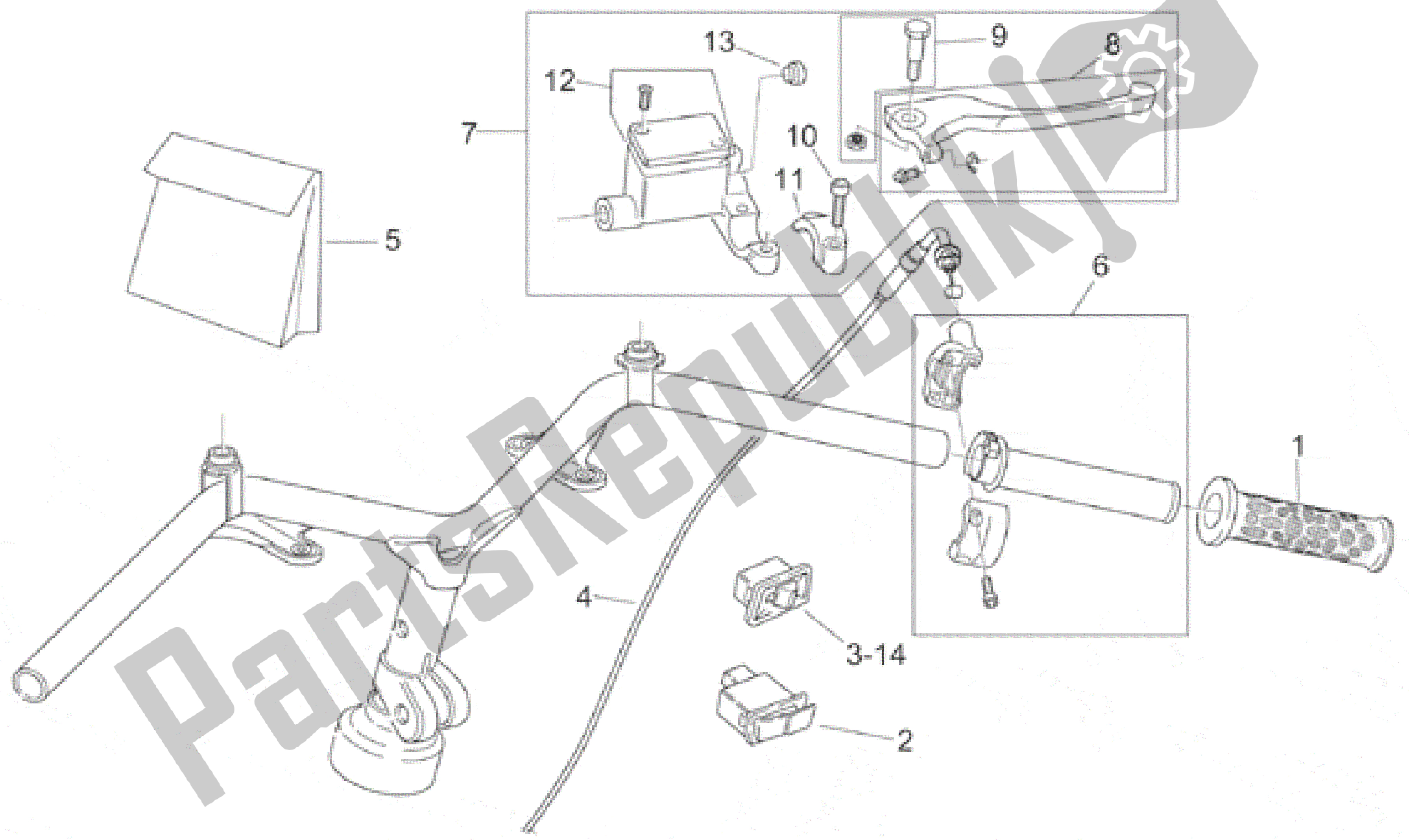 Todas as partes de Controles Rh do Aprilia Habana 50 1999 - 2001