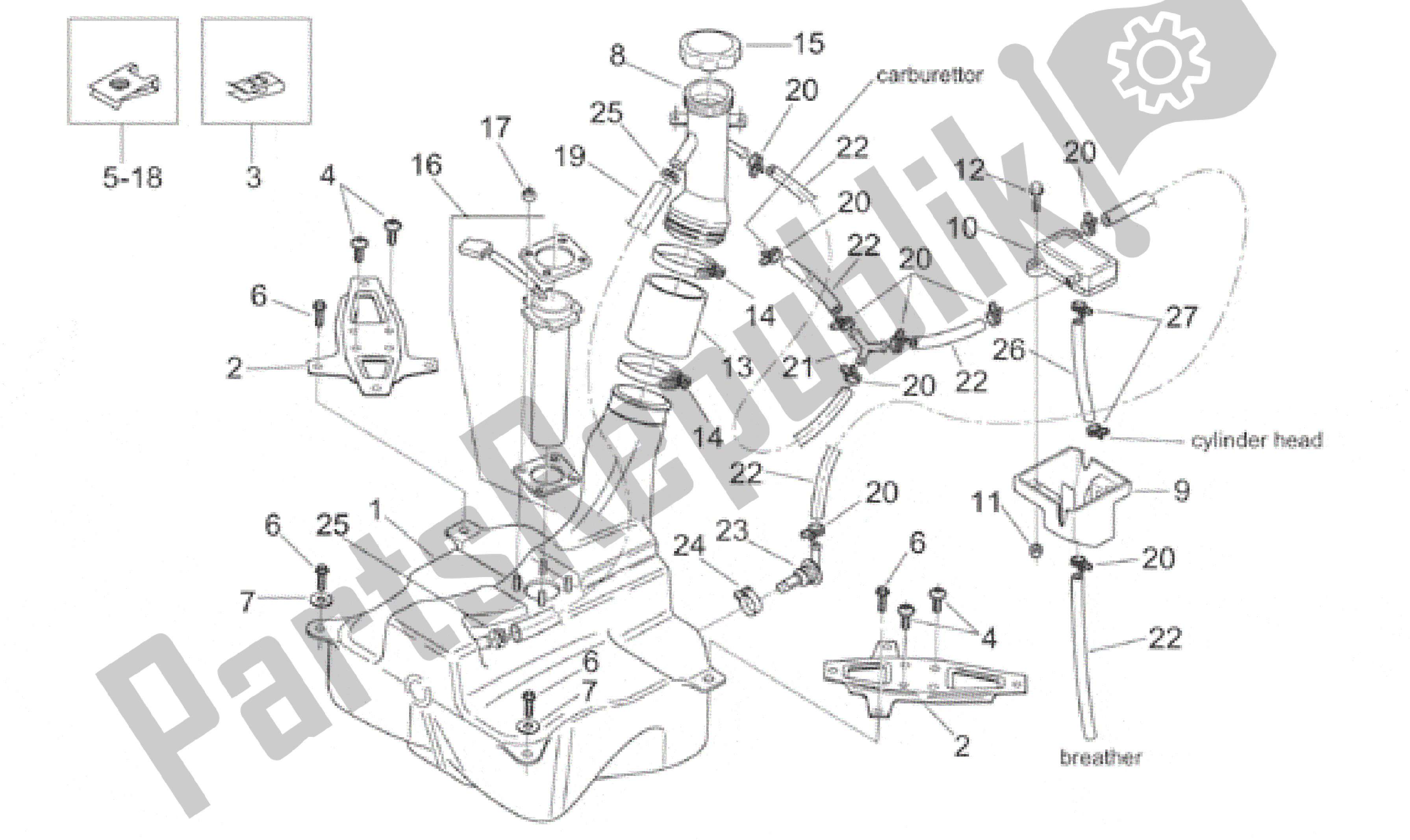 All parts for the Fuel Tank of the Aprilia Habana 50 1999 - 2001