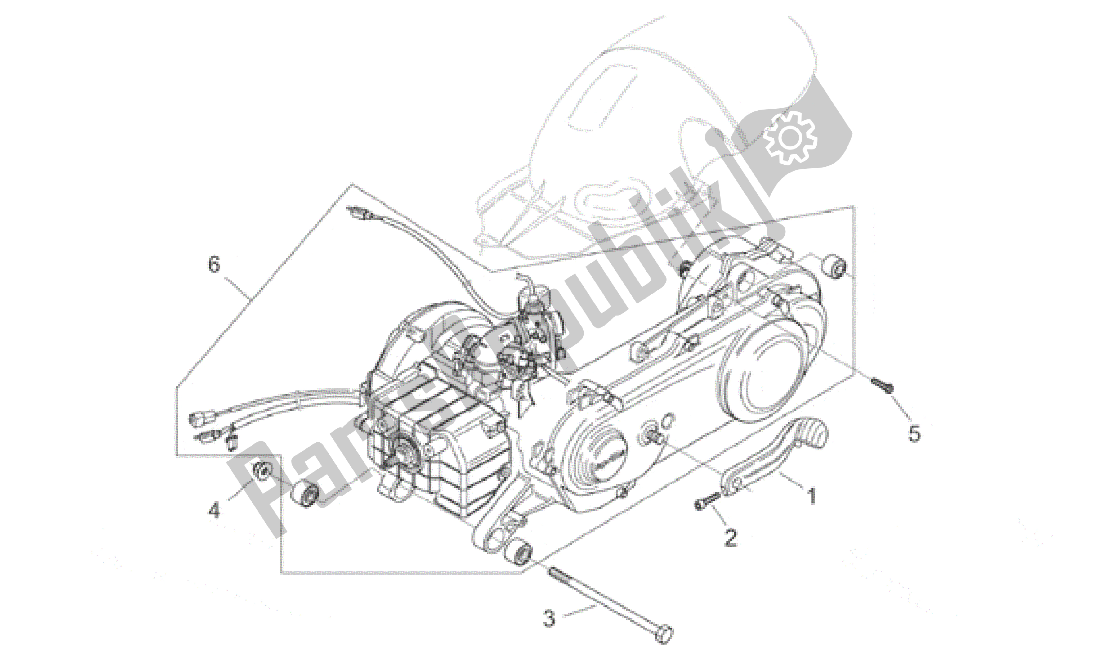 All parts for the Engine of the Aprilia Habana 50 1999 - 2001