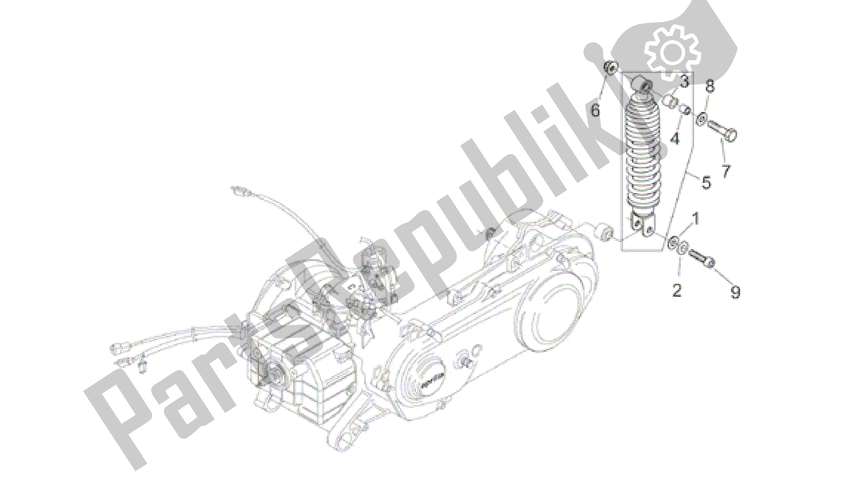 All parts for the Rear Shock Absorber of the Aprilia Habana 50 1999 - 2001