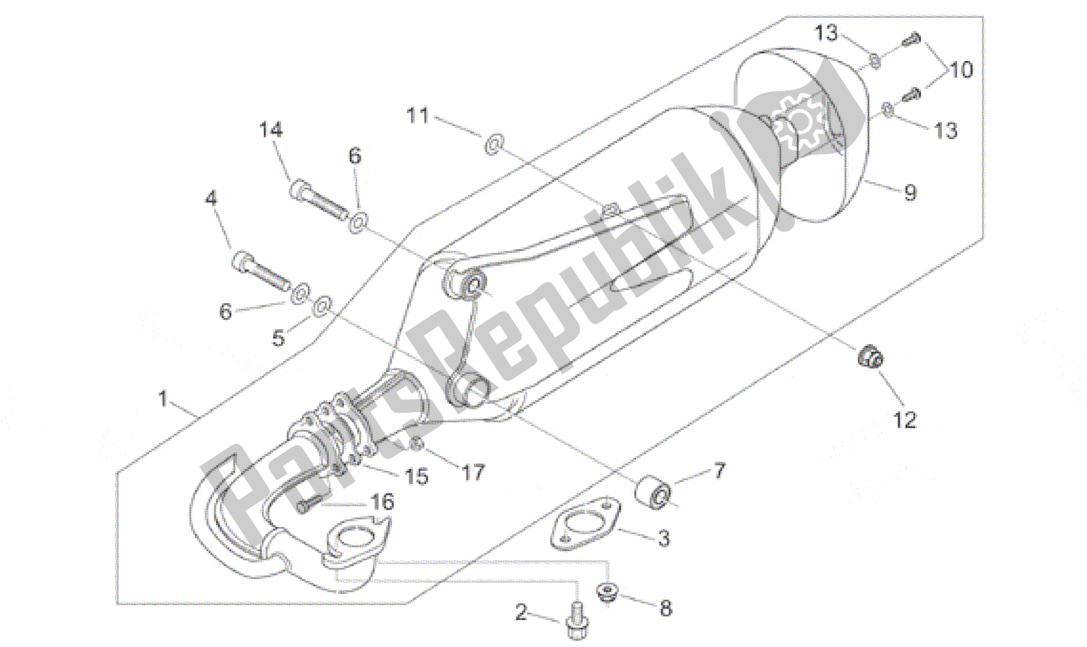 All parts for the Exhaust Pipe of the Aprilia Habana 50 1999 - 2001