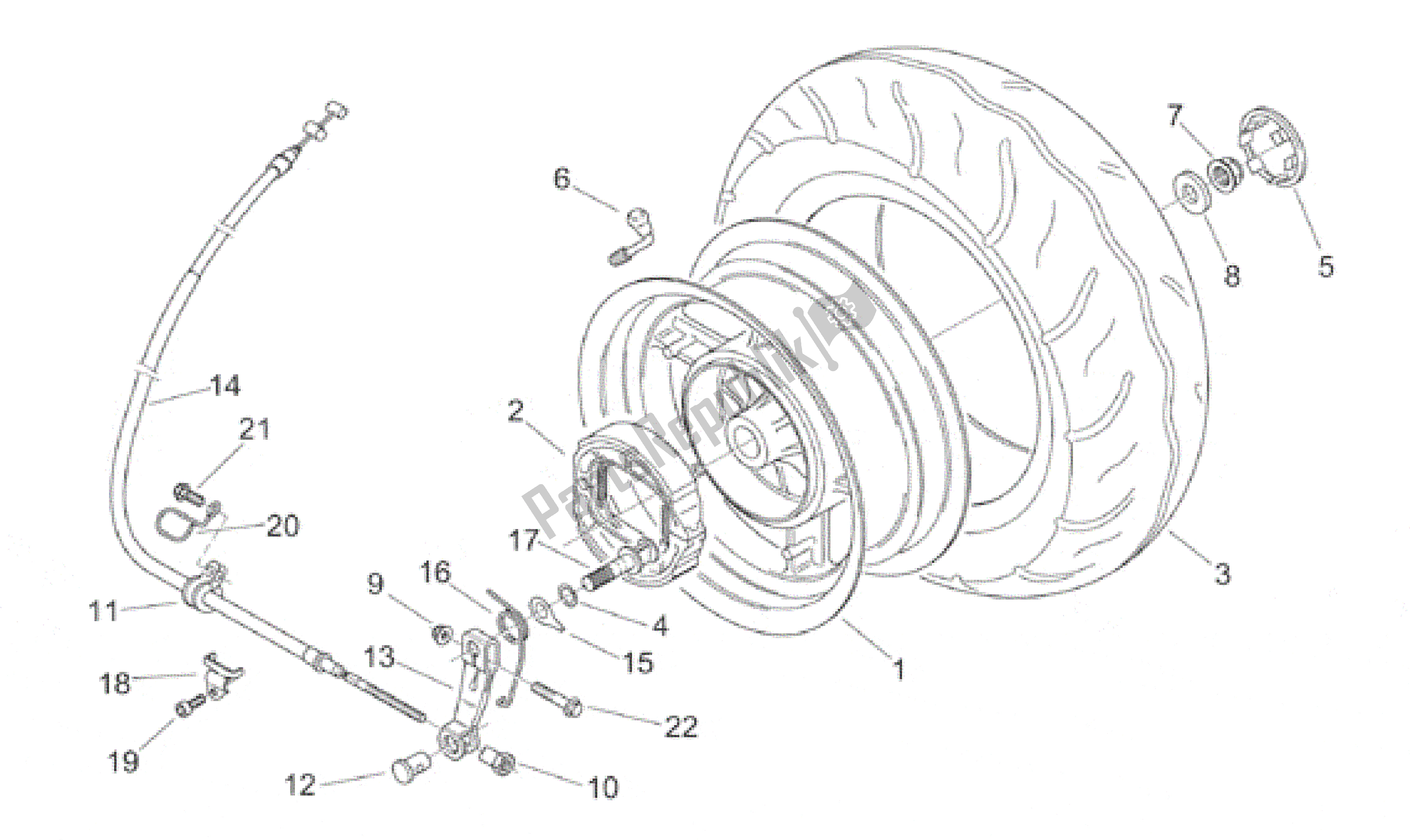 Toutes les pièces pour le Roue Arrière du Aprilia Habana 50 1999 - 2001