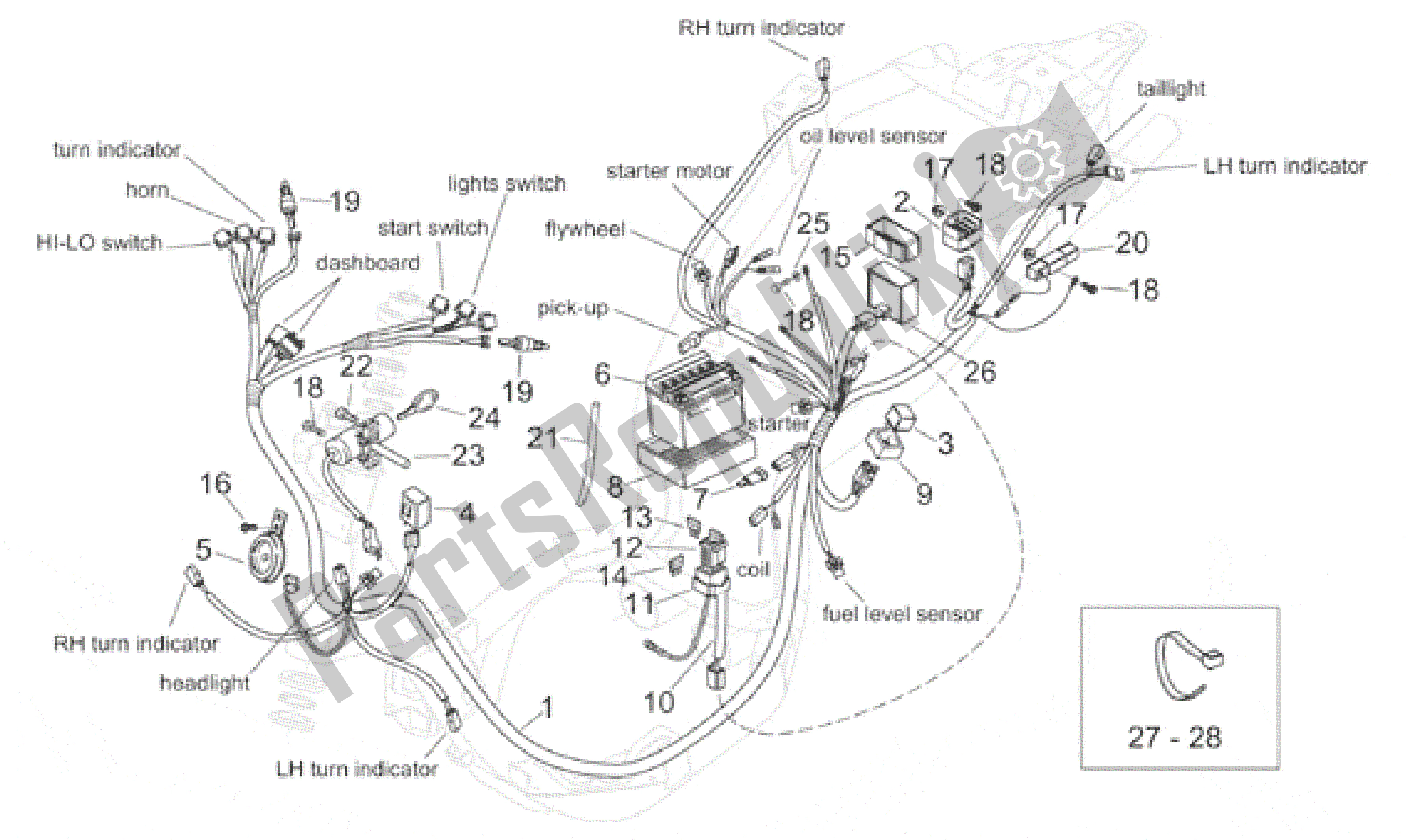 Toutes les pièces pour le Système électrique du Aprilia Habana 50 1999 - 2001