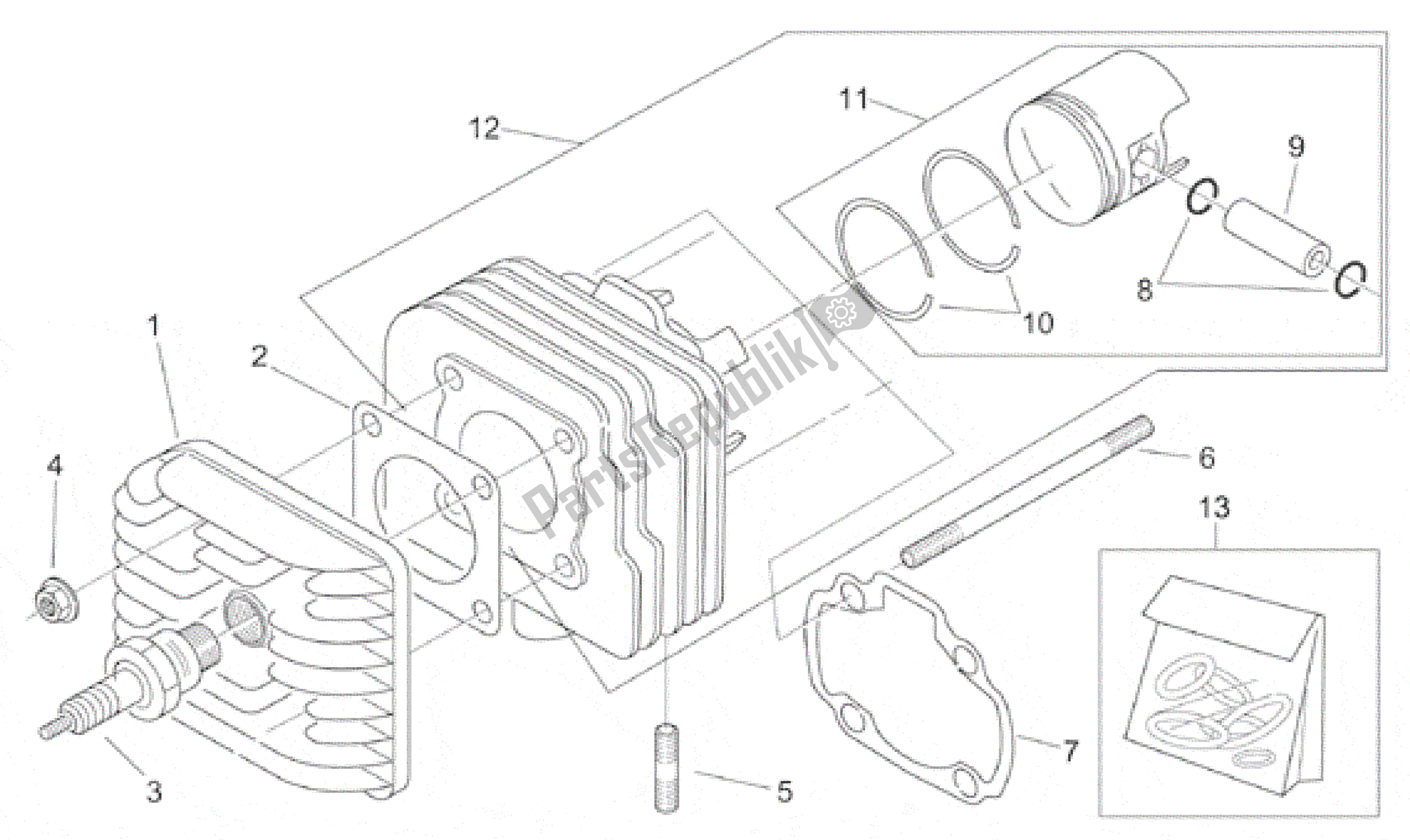 Toutes les pièces pour le Culasse du Aprilia Habana 50 1999 - 2001