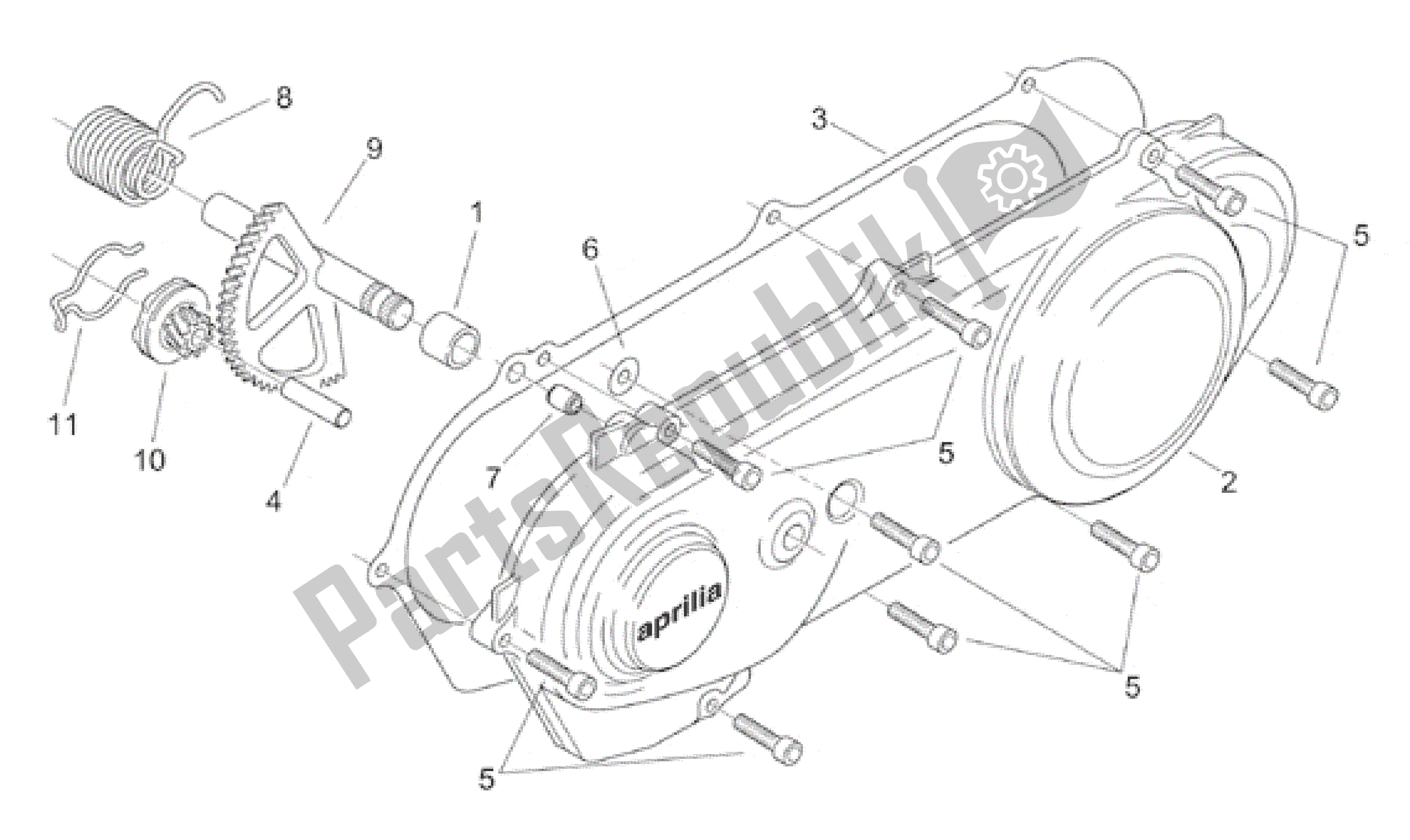 All parts for the Cover - Kick Starter of the Aprilia Habana 50 1999 - 2001