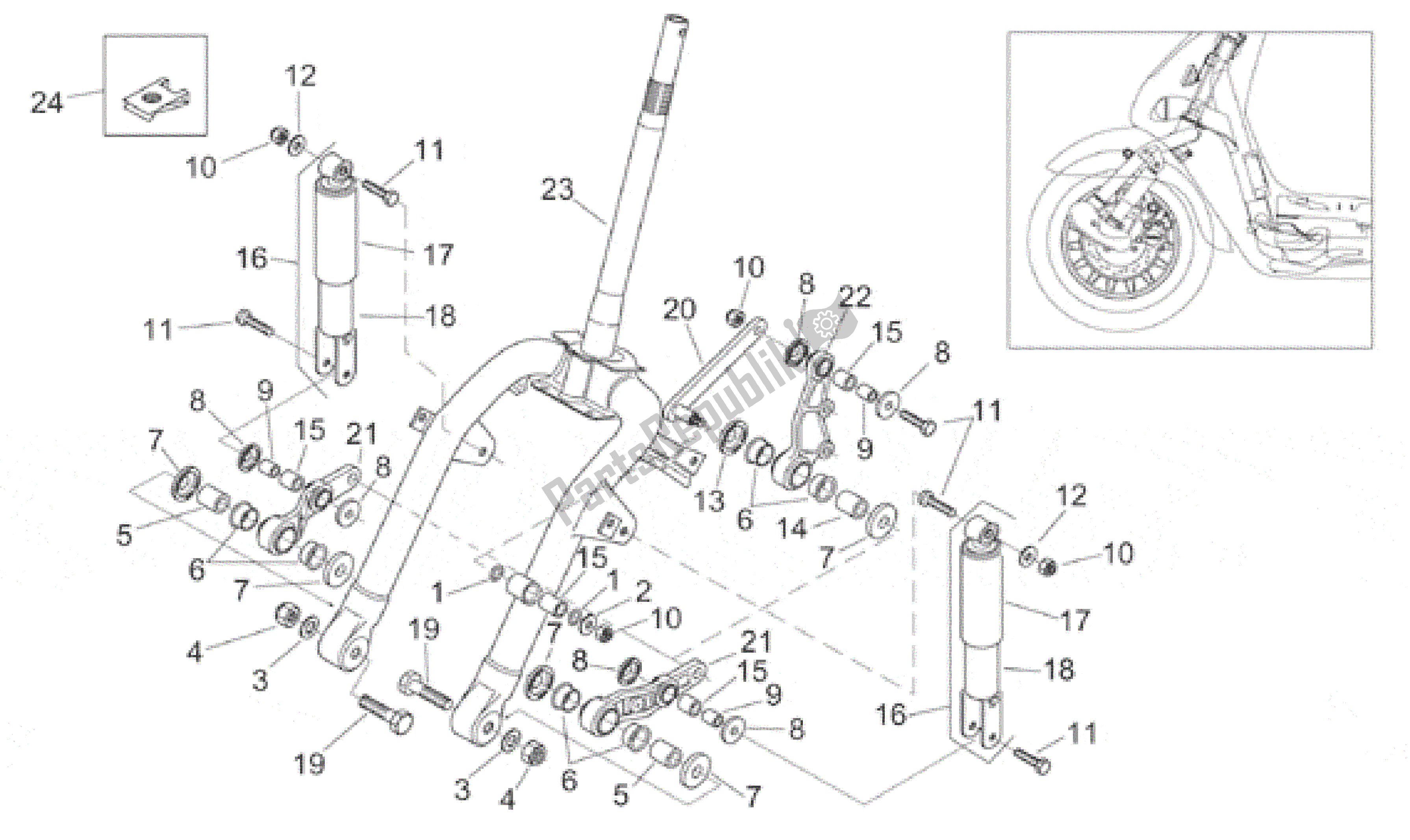 Tutte le parti per il Ammortizzatore Anteriore del Aprilia Habana 50 1999 - 2001