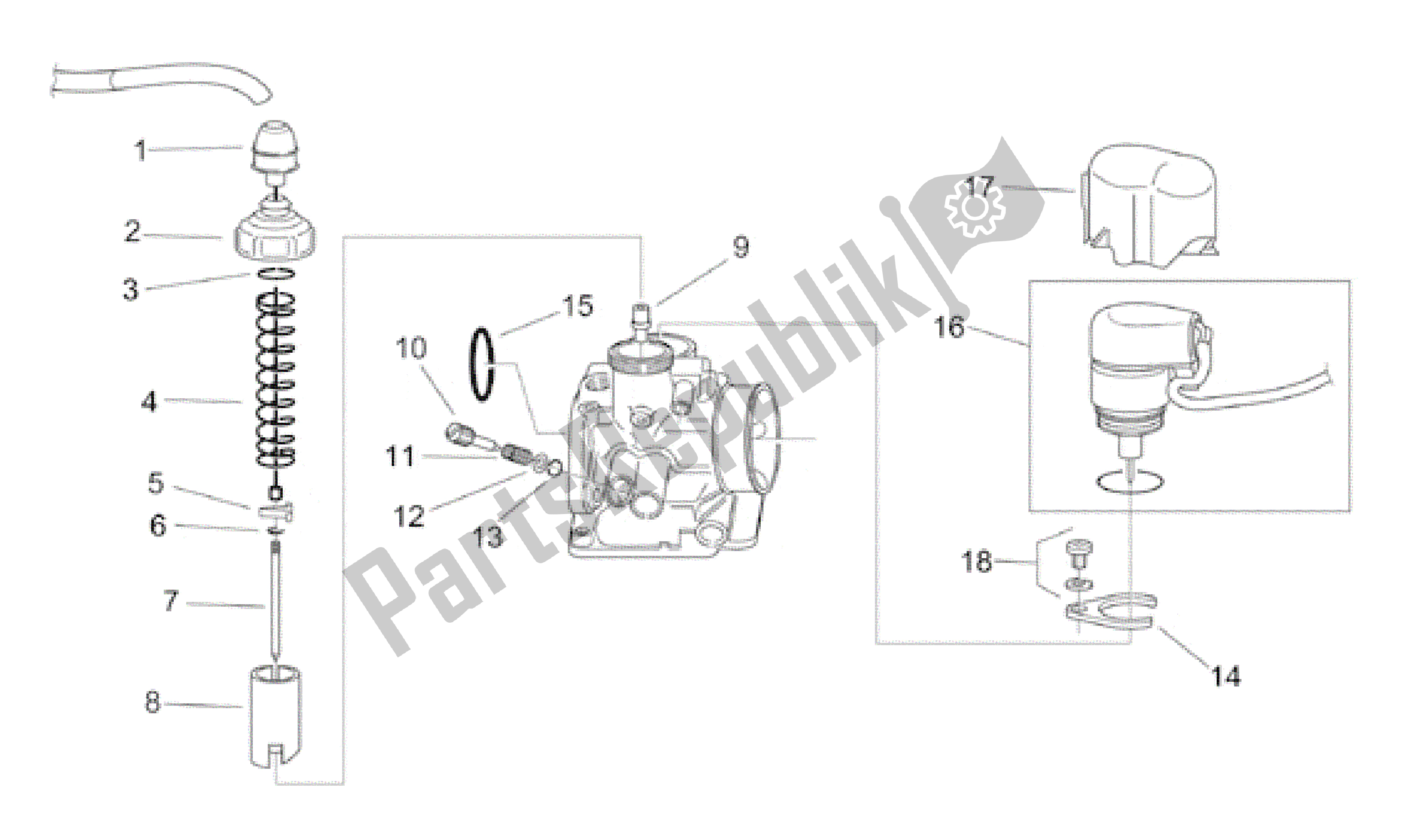 All parts for the Carburettor I of the Aprilia Habana 50 1999 - 2001