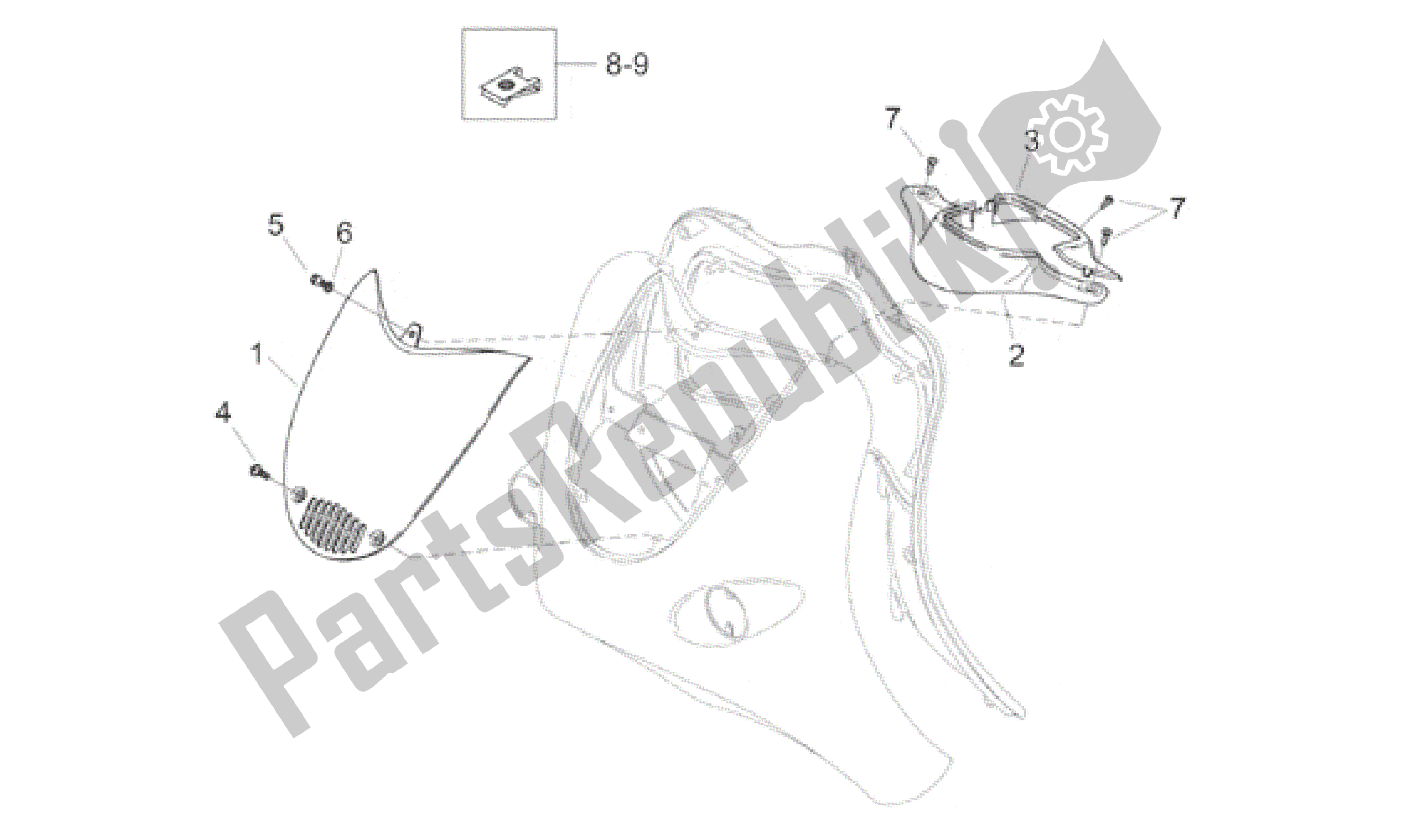 Tutte le parti per il Corpo Anteriore Iii del Aprilia Habana 50 1999 - 2001