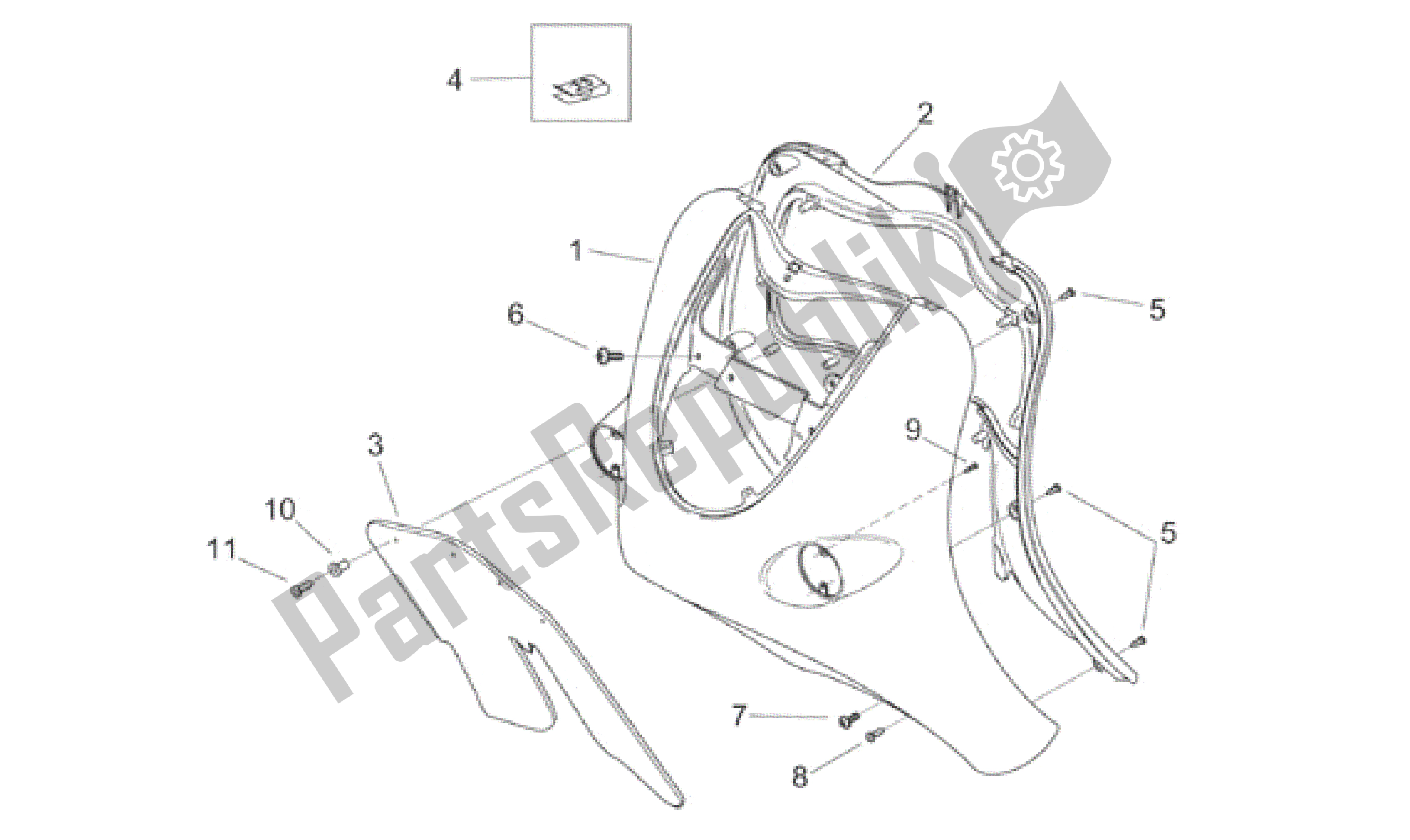 Todas as partes de Corpo Frontal Iv do Aprilia Habana 50 1999 - 2001