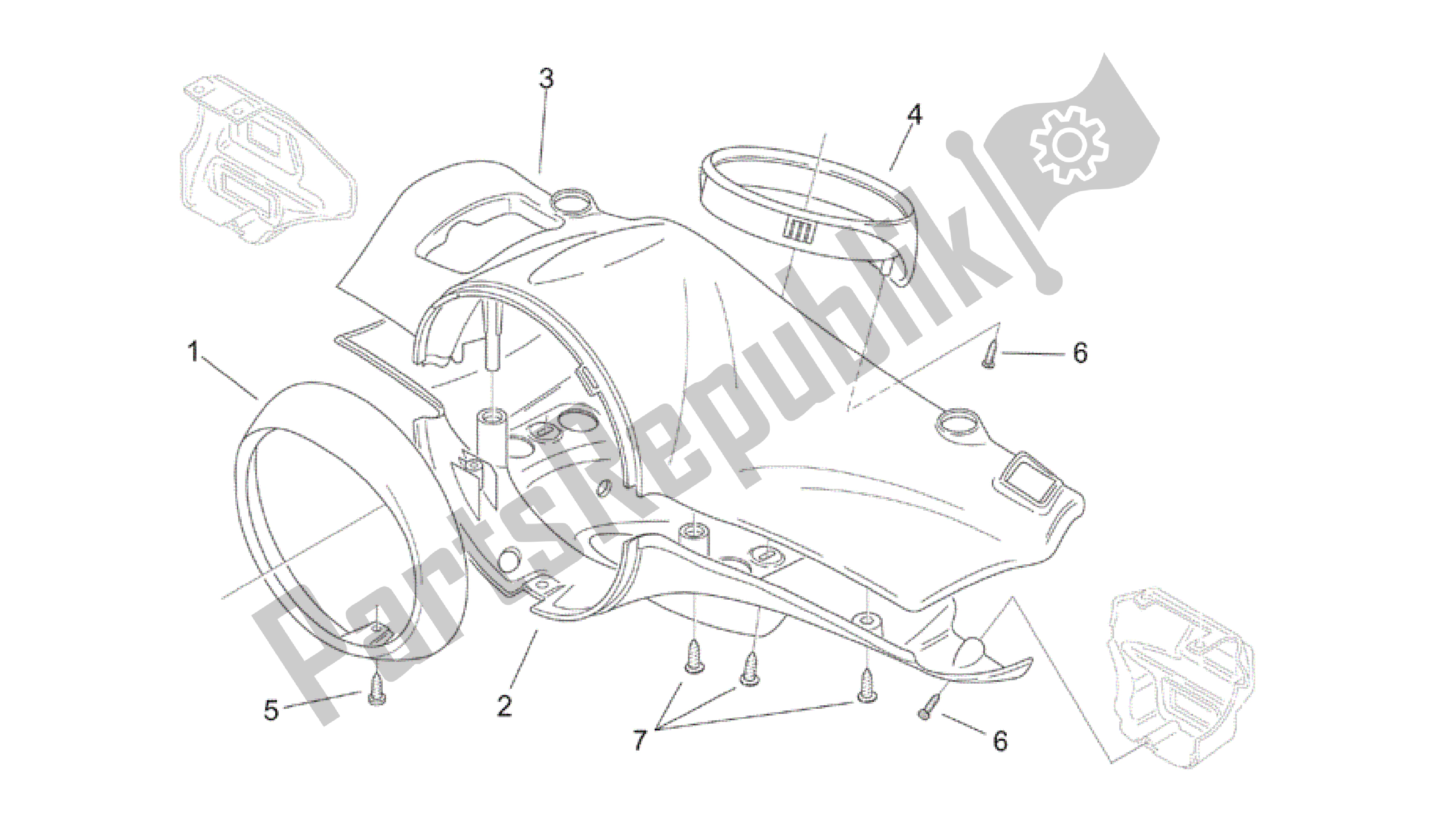 Alle onderdelen voor de Voorkant I van de Aprilia Mojito 50 1999 - 2003