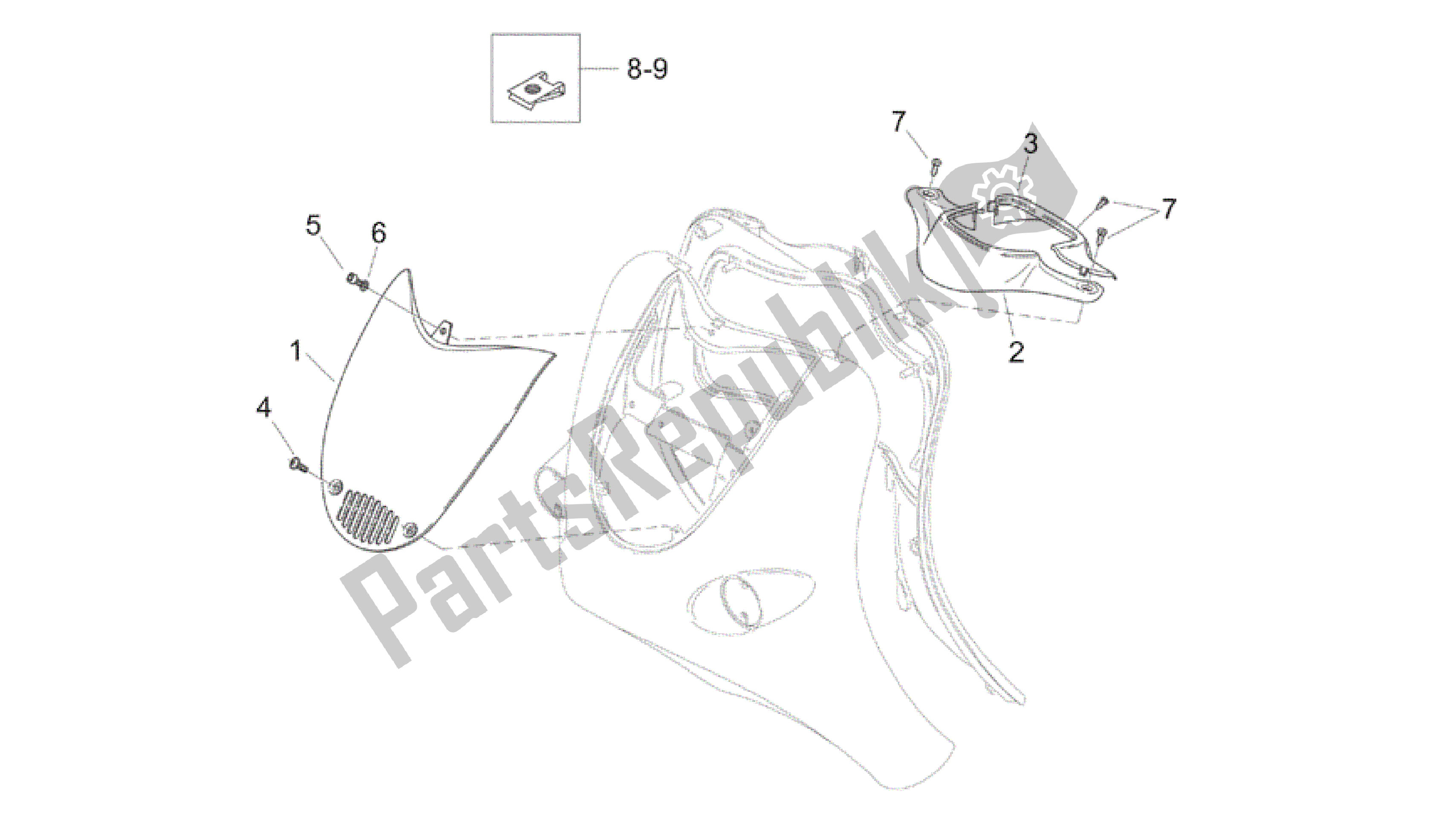 Tutte le parti per il Corpo Anteriore Iii del Aprilia Mojito 50 1999 - 2003