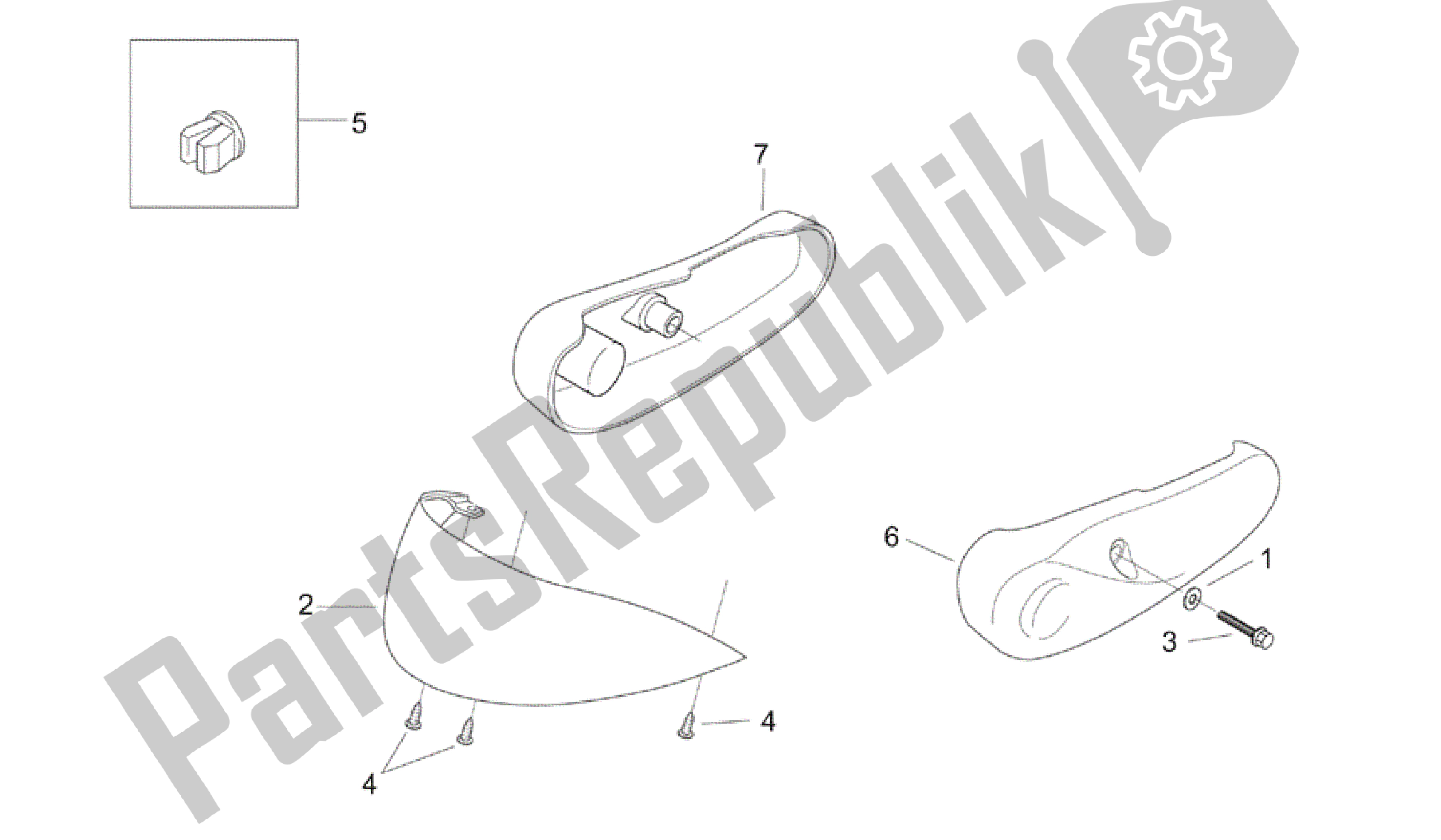 All parts for the Front Body Vi of the Aprilia Mojito 50 1999 - 2003