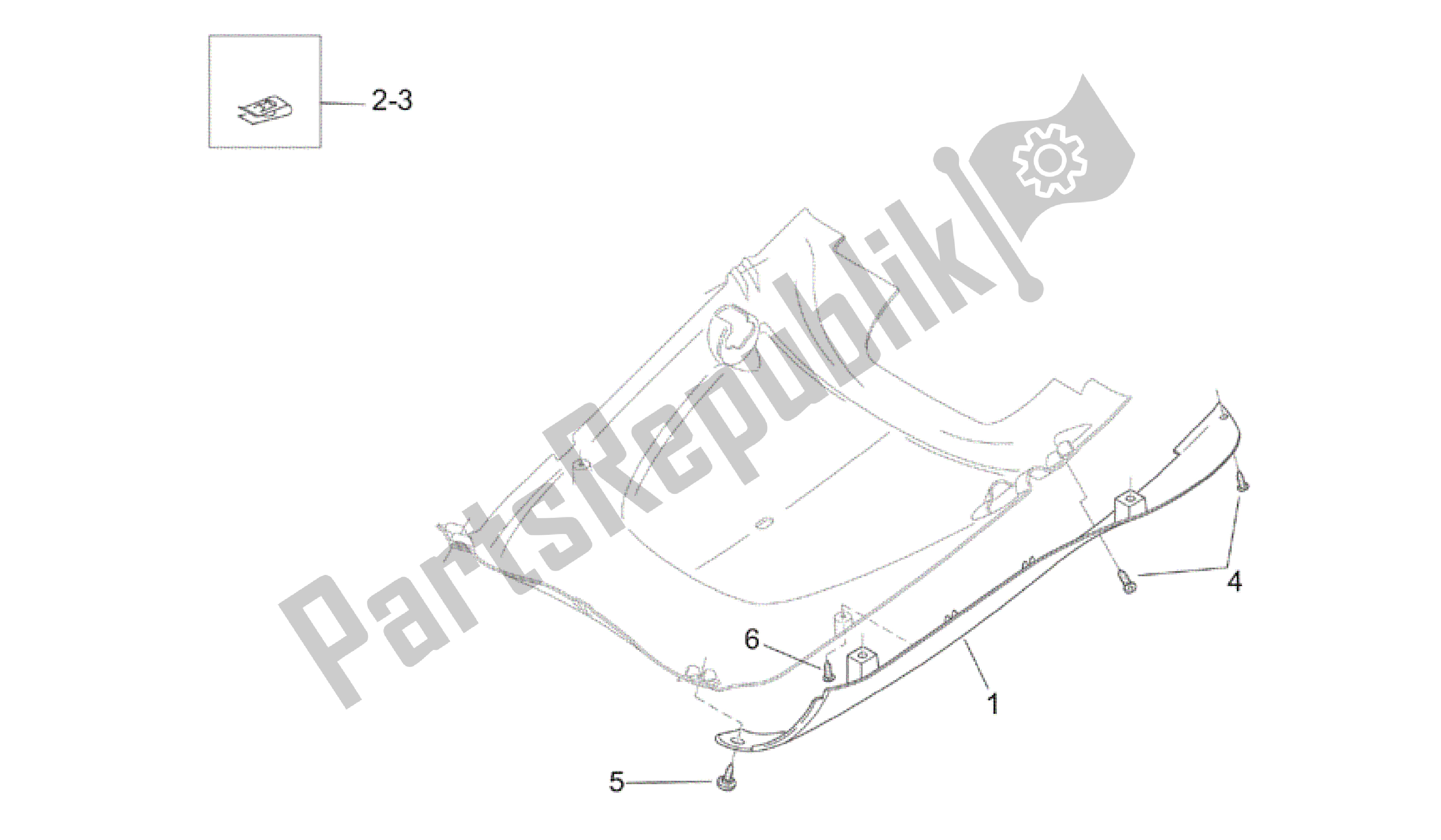 Tutte le parti per il Corpo Centrale Iv del Aprilia Mojito 50 1999 - 2003