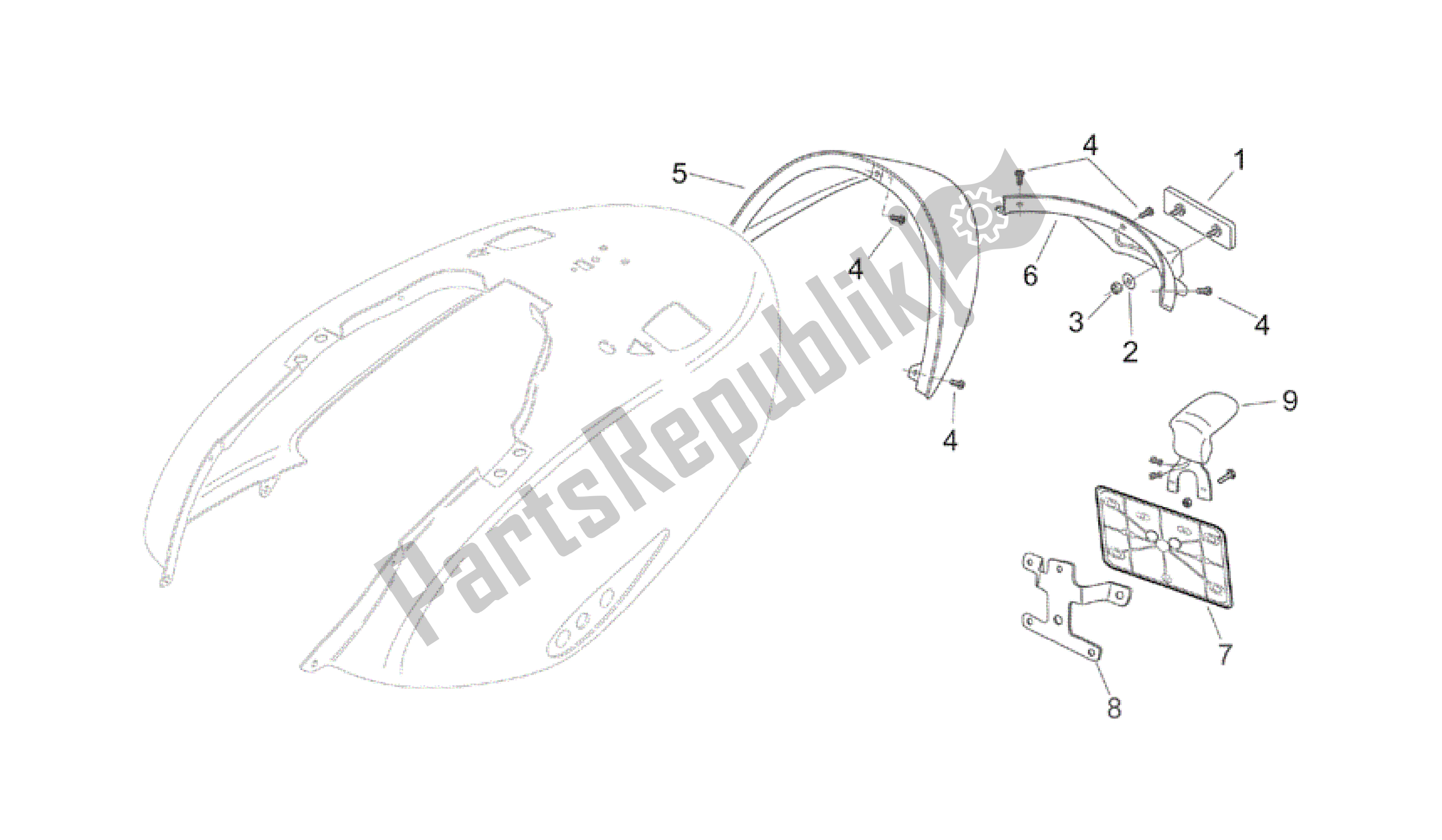 All parts for the Rear Body Iii of the Aprilia Mojito 50 1999 - 2003