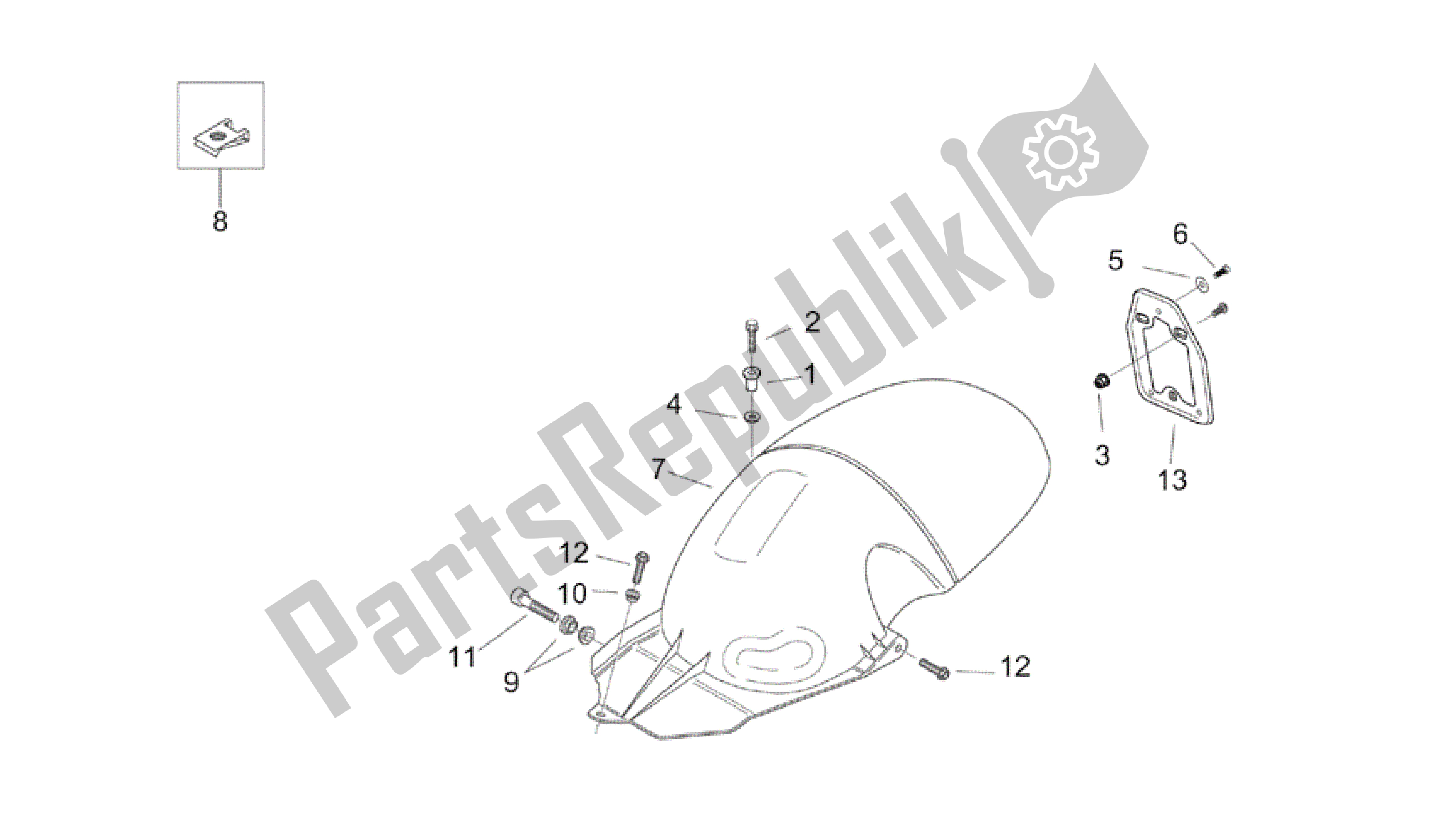 Todas as partes de Corpo Traseiro Iv do Aprilia Mojito 50 1999 - 2003