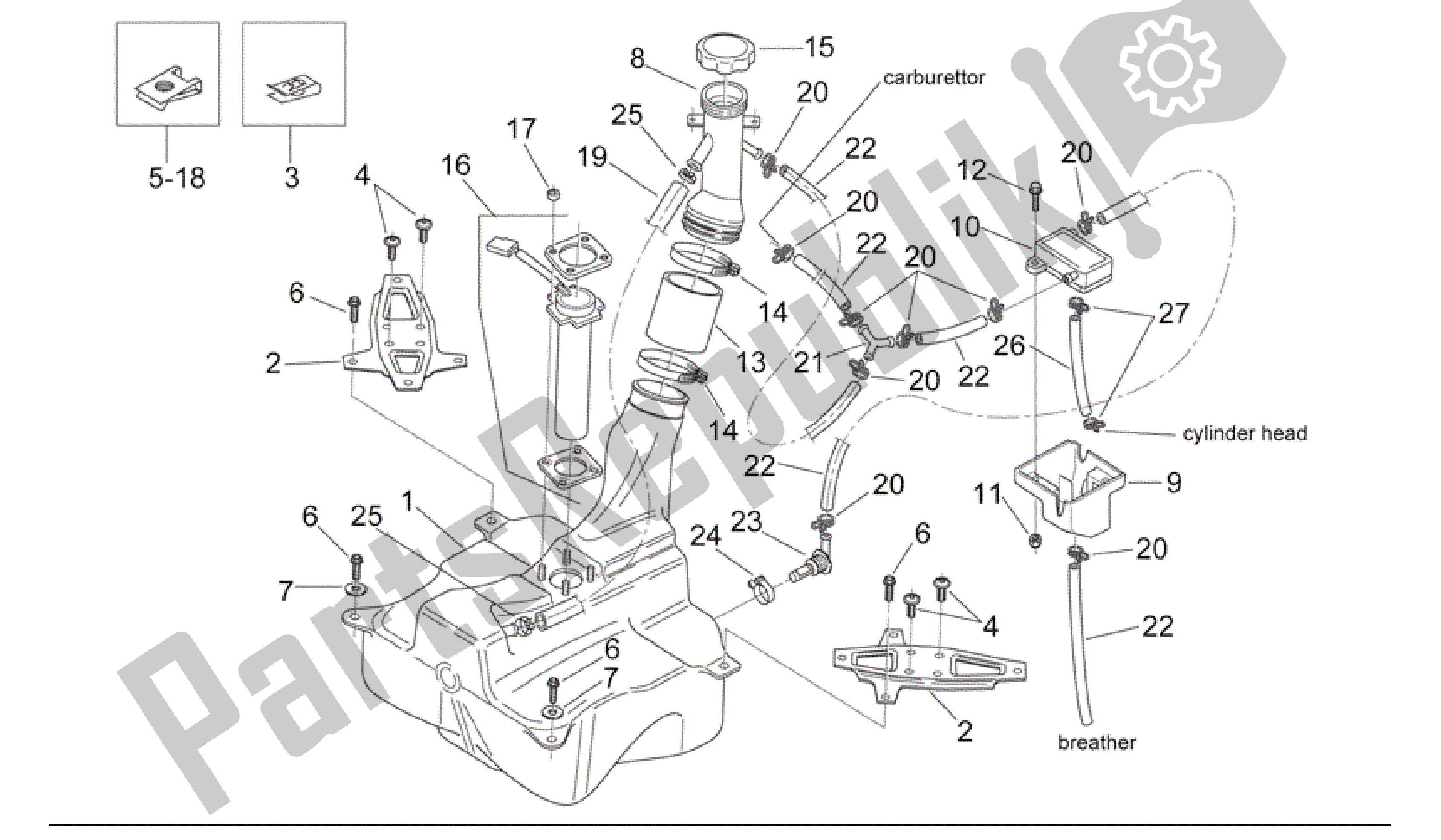 Todas las partes para Depósito De Combustible de Aprilia Mojito 50 1999 - 2003