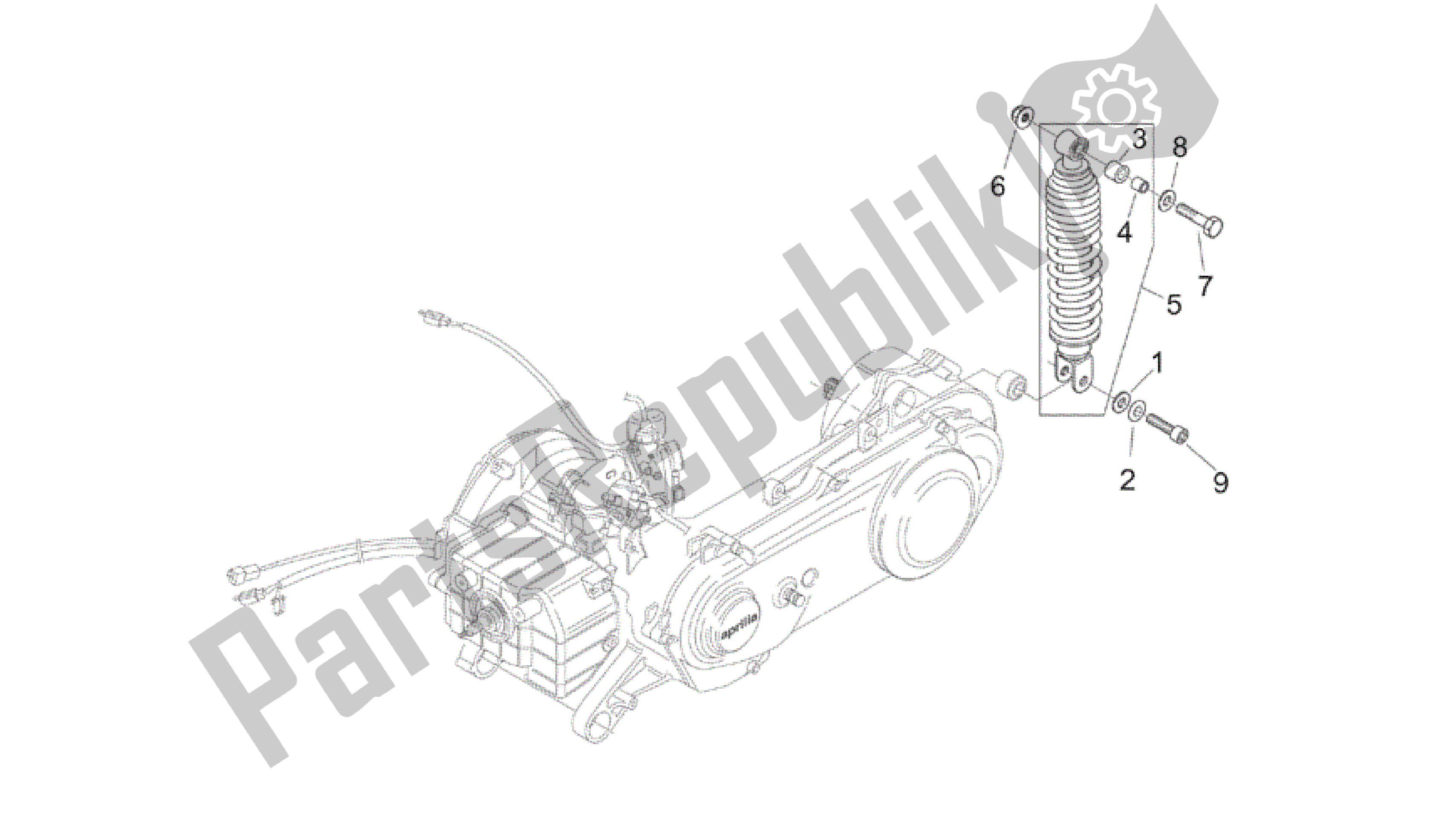 Wszystkie części do Tylny Amortyzator Aprilia Mojito 50 1999 - 2003