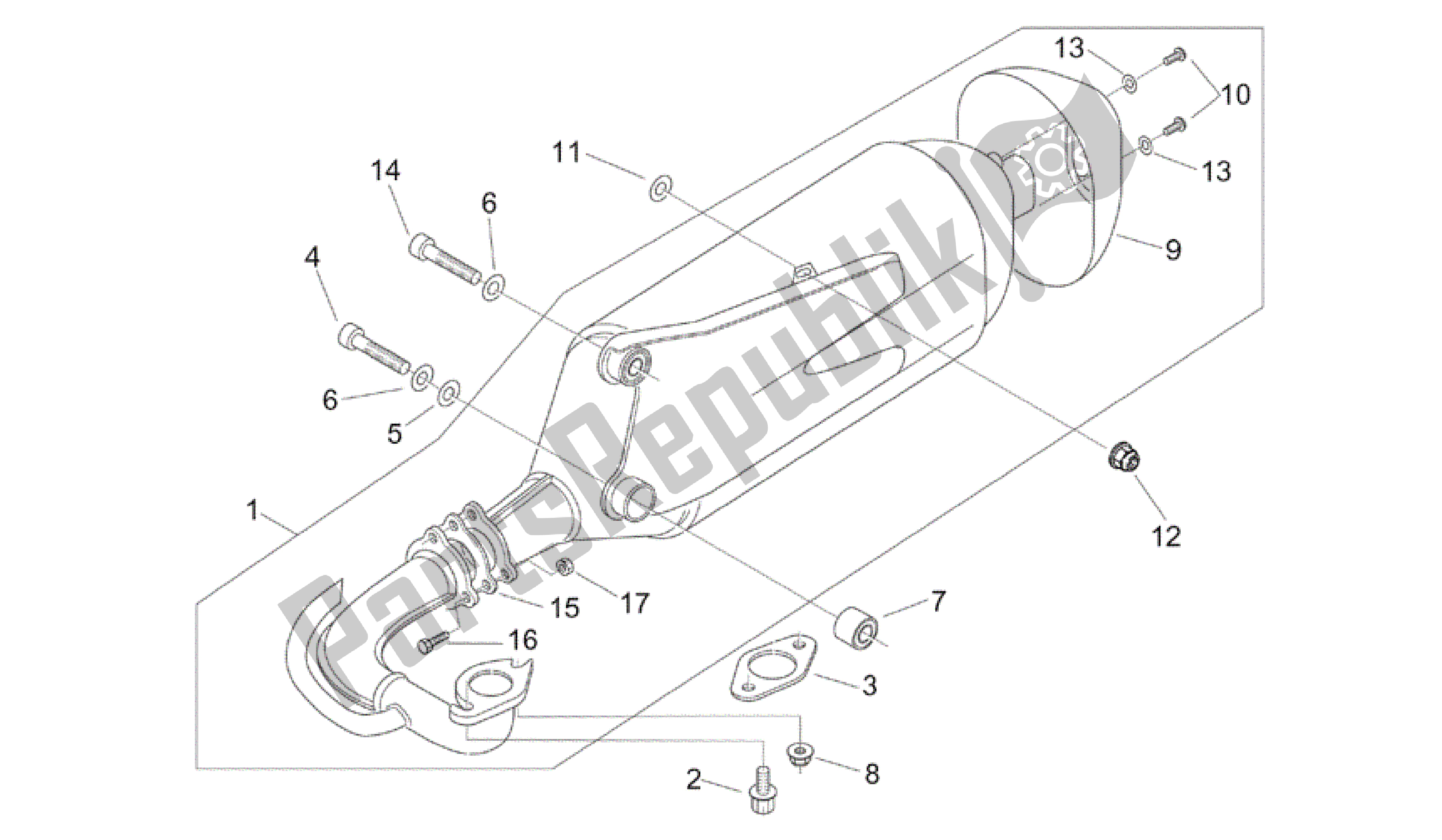 Todas las partes para Tubo De Escape de Aprilia Mojito 50 1999 - 2003