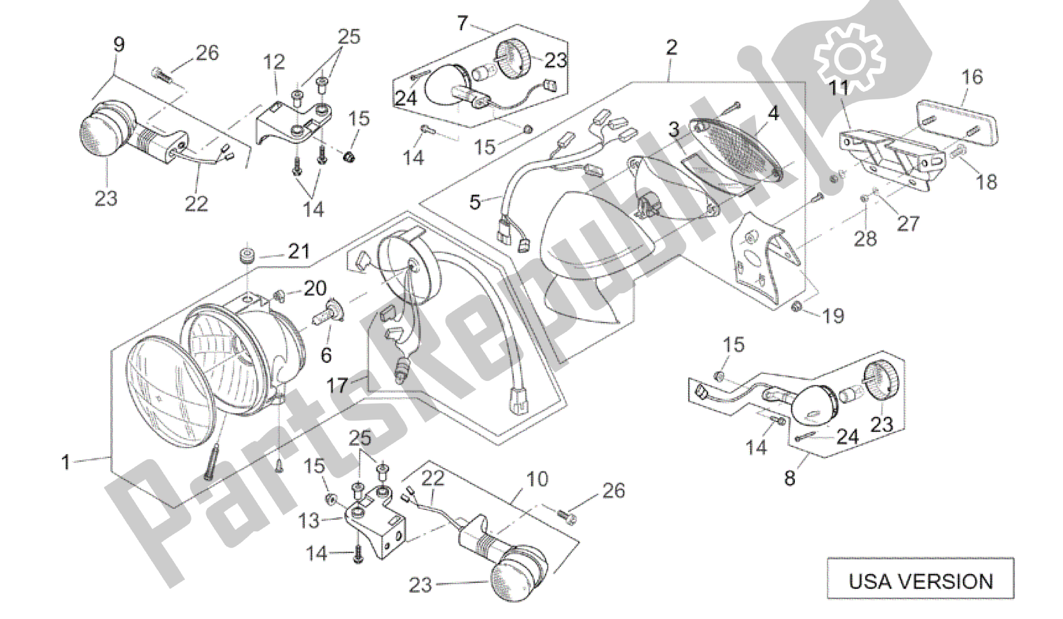 Tutte le parti per il Luci Degli Stati Uniti del Aprilia Mojito 50 1999 - 2003