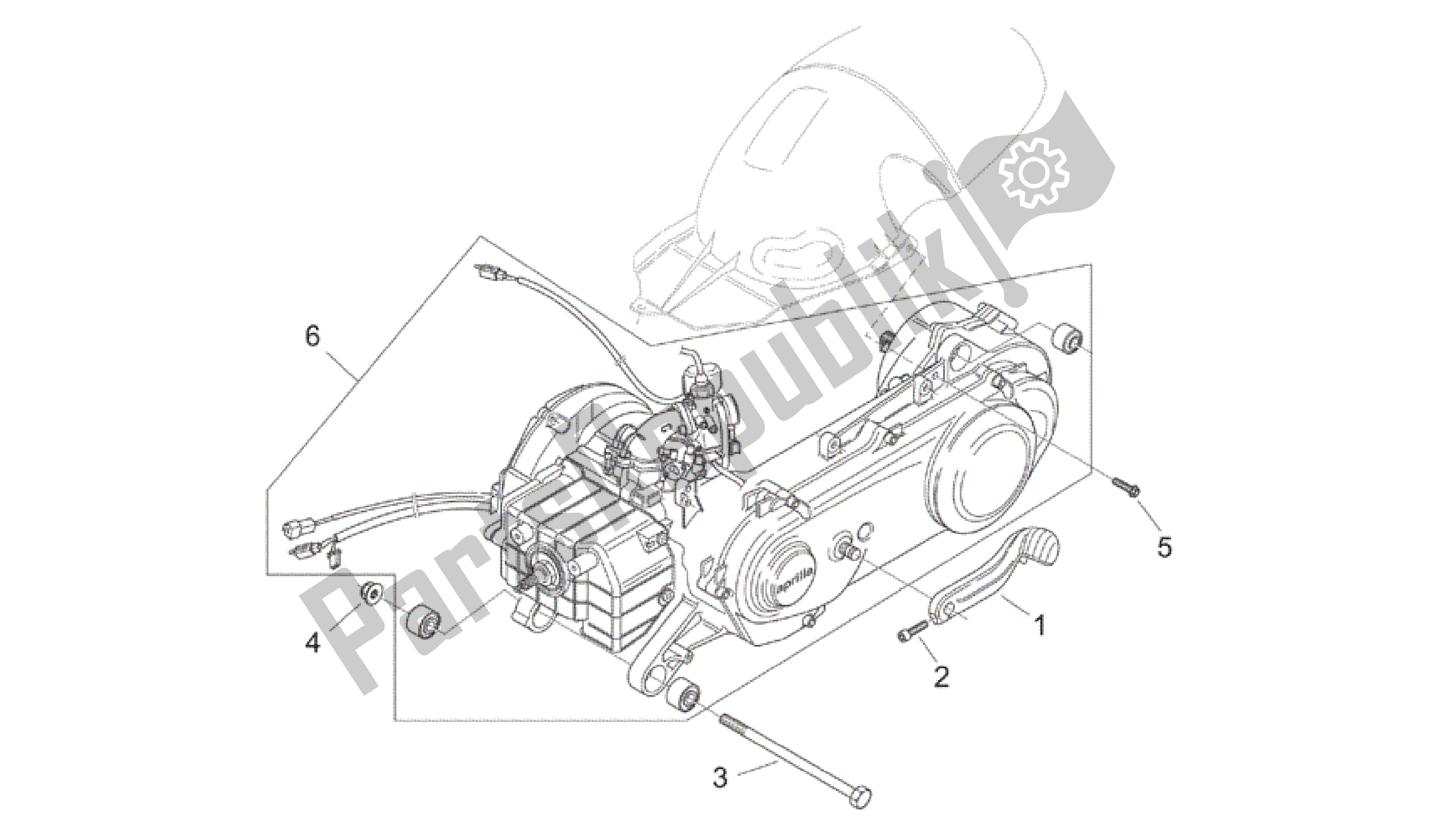 Alle onderdelen voor de Motor van de Aprilia Mojito 50 1999 - 2003