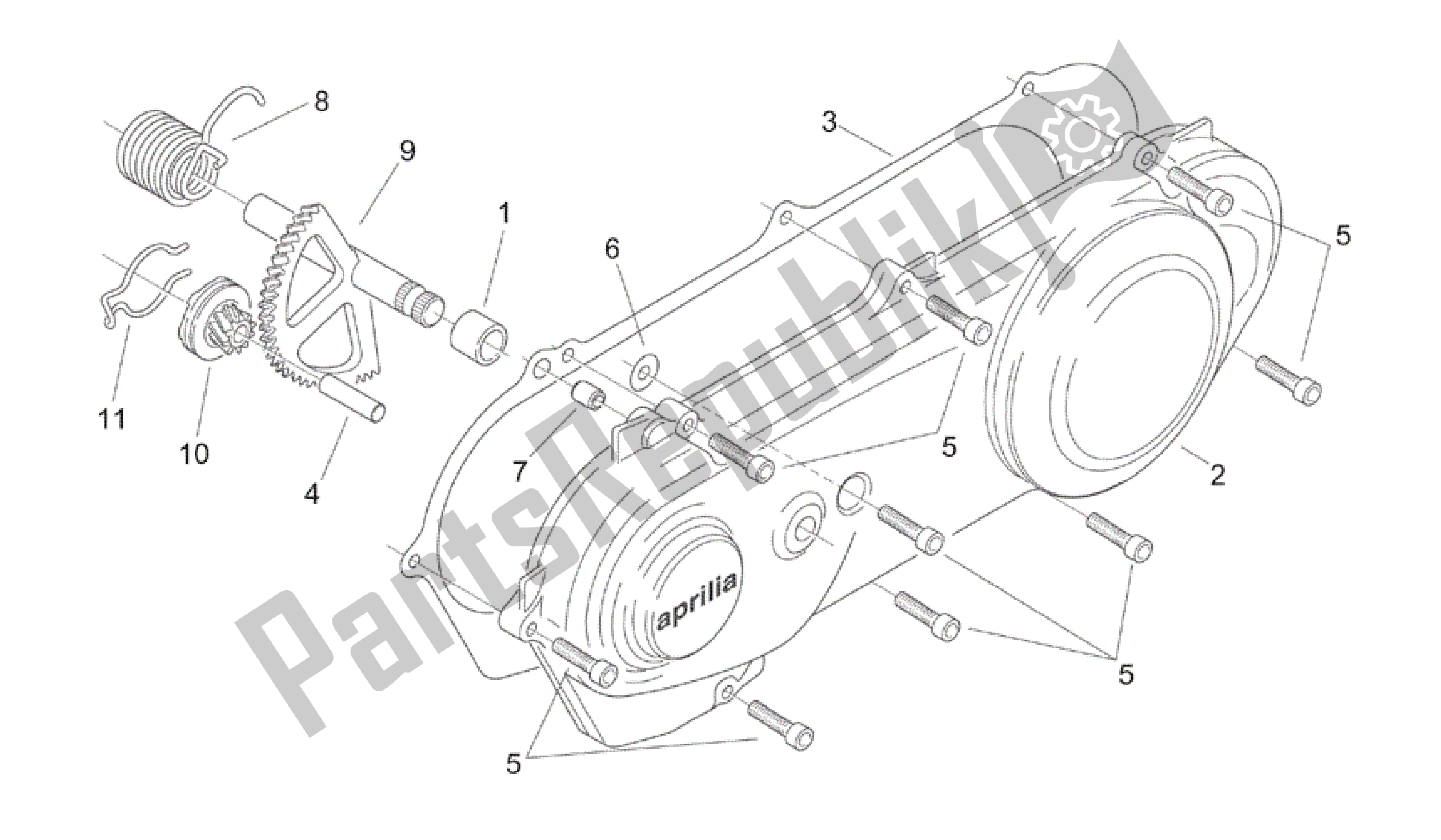 Alle onderdelen voor de Cover - Kickstarter van de Aprilia Mojito 50 1999 - 2003