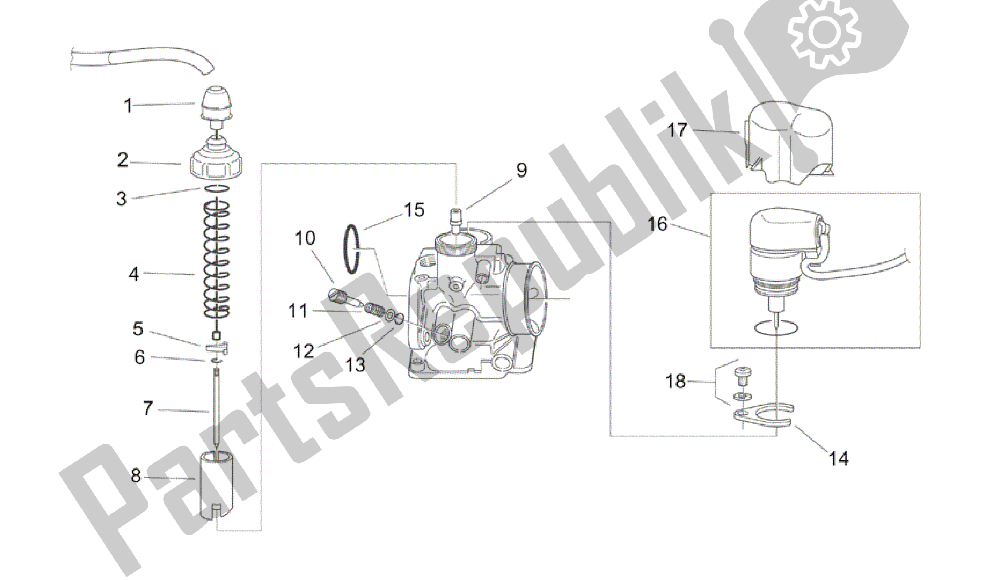 Todas las partes para Carburador I de Aprilia Mojito 50 1999 - 2003