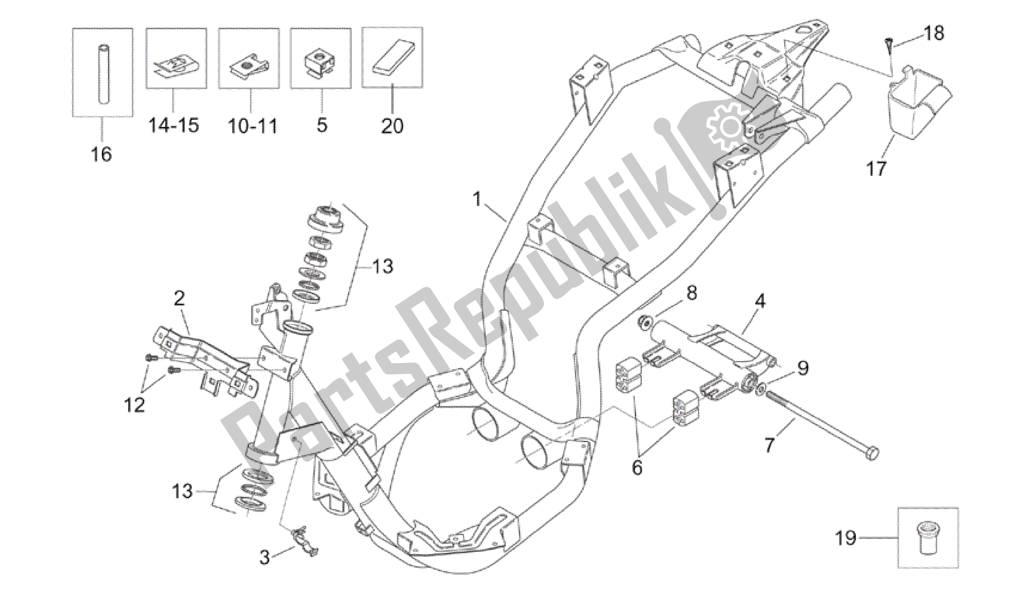 Todas las partes para Marco de Aprilia Mojito 50 1999 - 2003