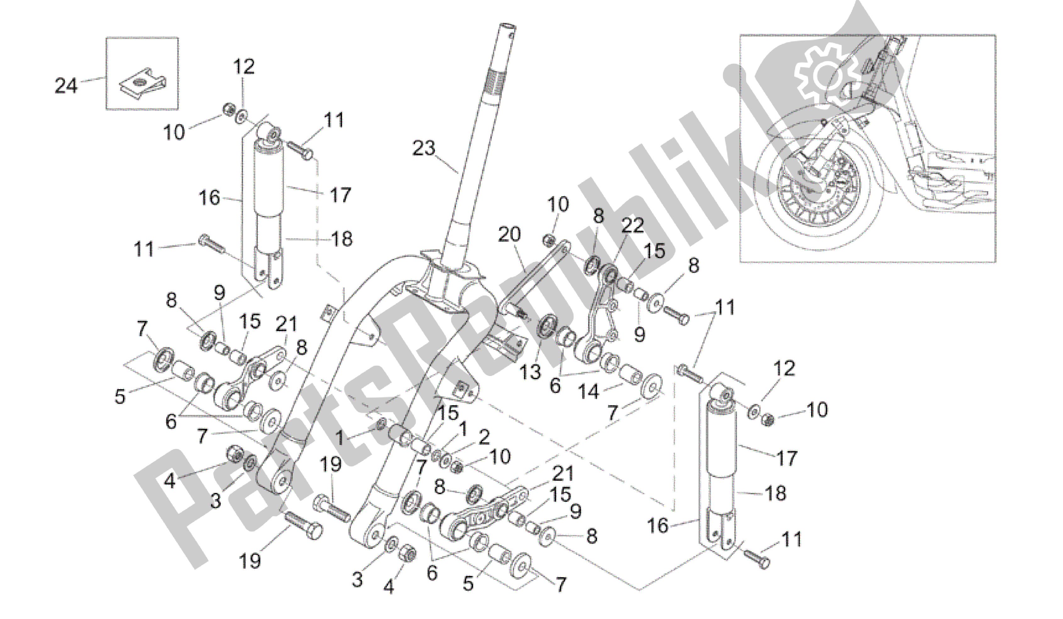 Todas las partes para Amortiguador Delantero de Aprilia Mojito 50 1999 - 2003