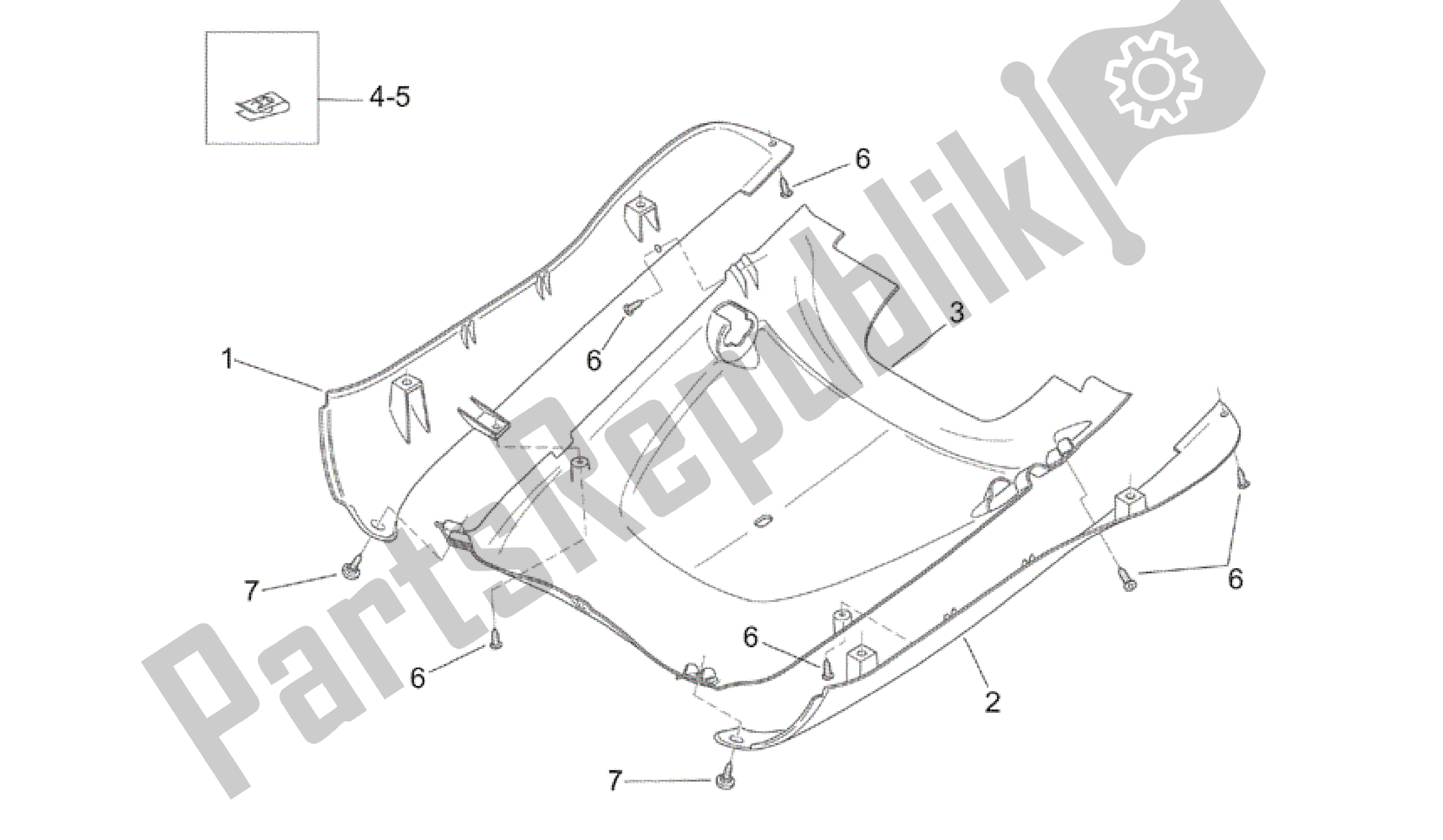 Tutte le parti per il Corpo Centrale Iii del Aprilia Mojito 50 1999 - 2003